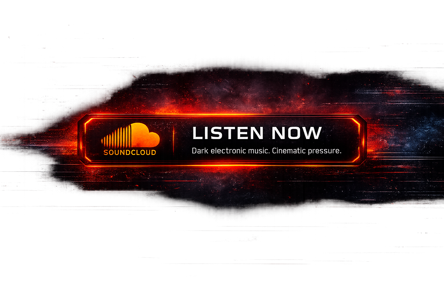 SoundCloud listen now button for Blackout Signal with glowing red and orange cyberpunk styling.