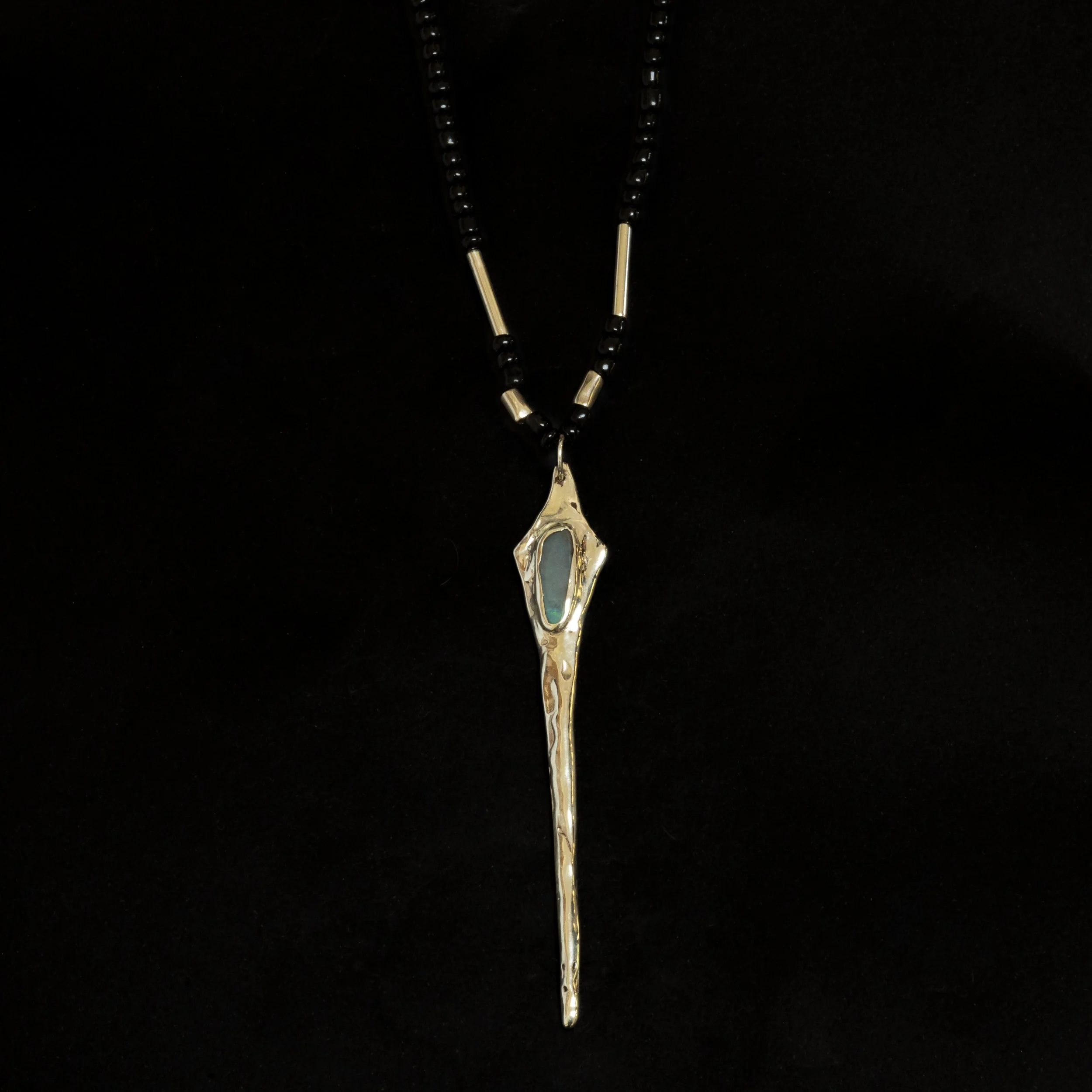 Silver Opal Spike Necklace