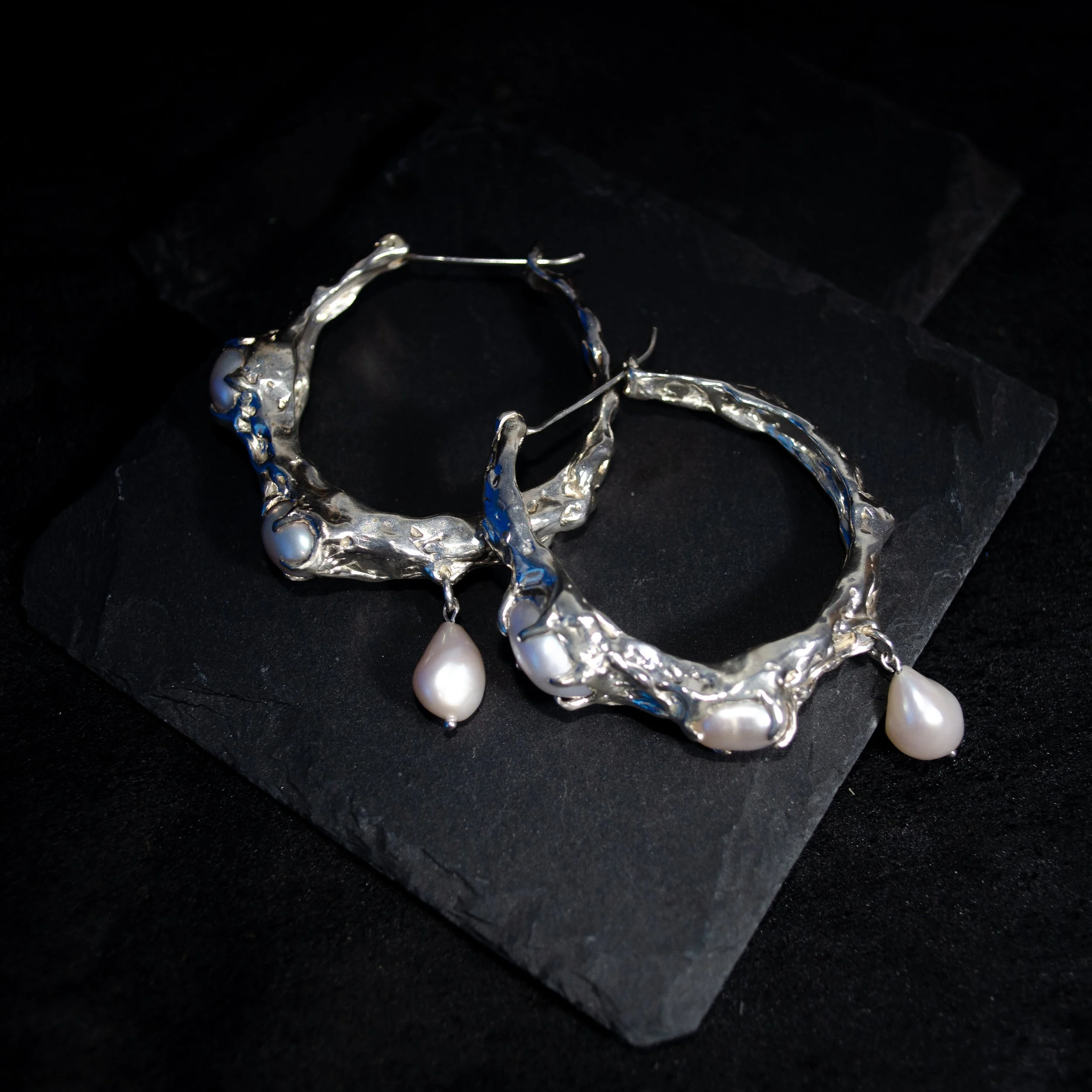 Baroque Pearl Hoops