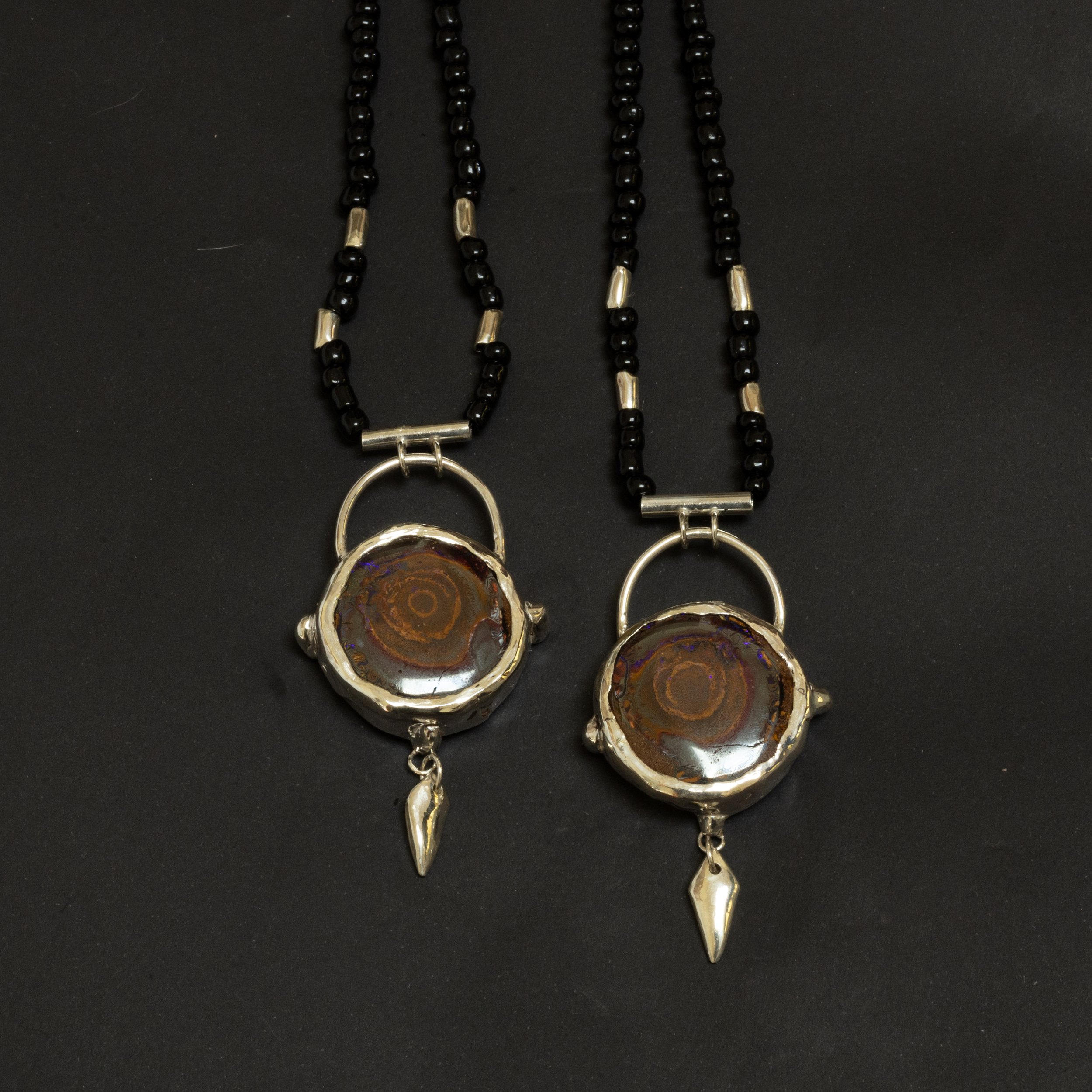 Silver Opal Compass Necklace