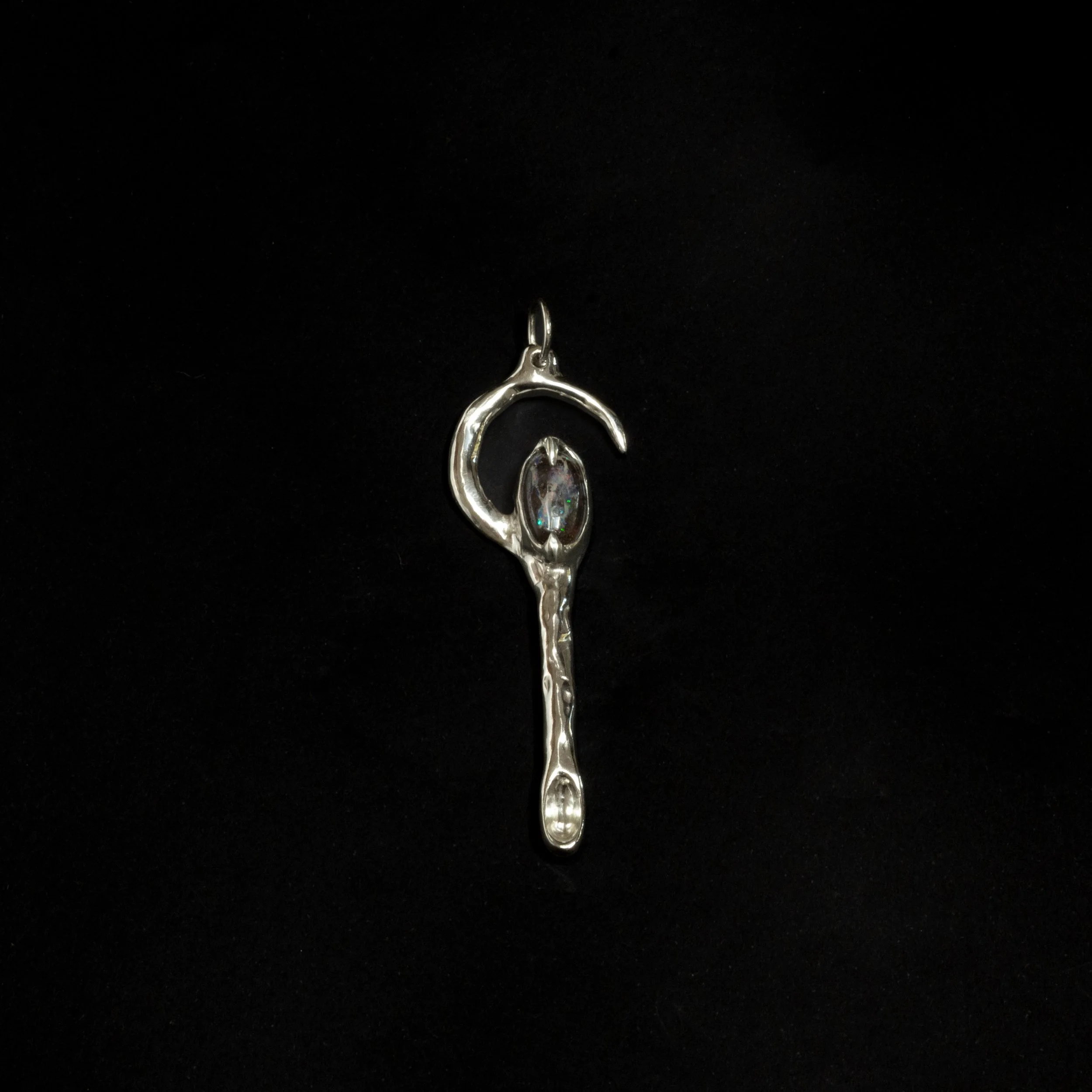 Silver Opal Moon Spoon