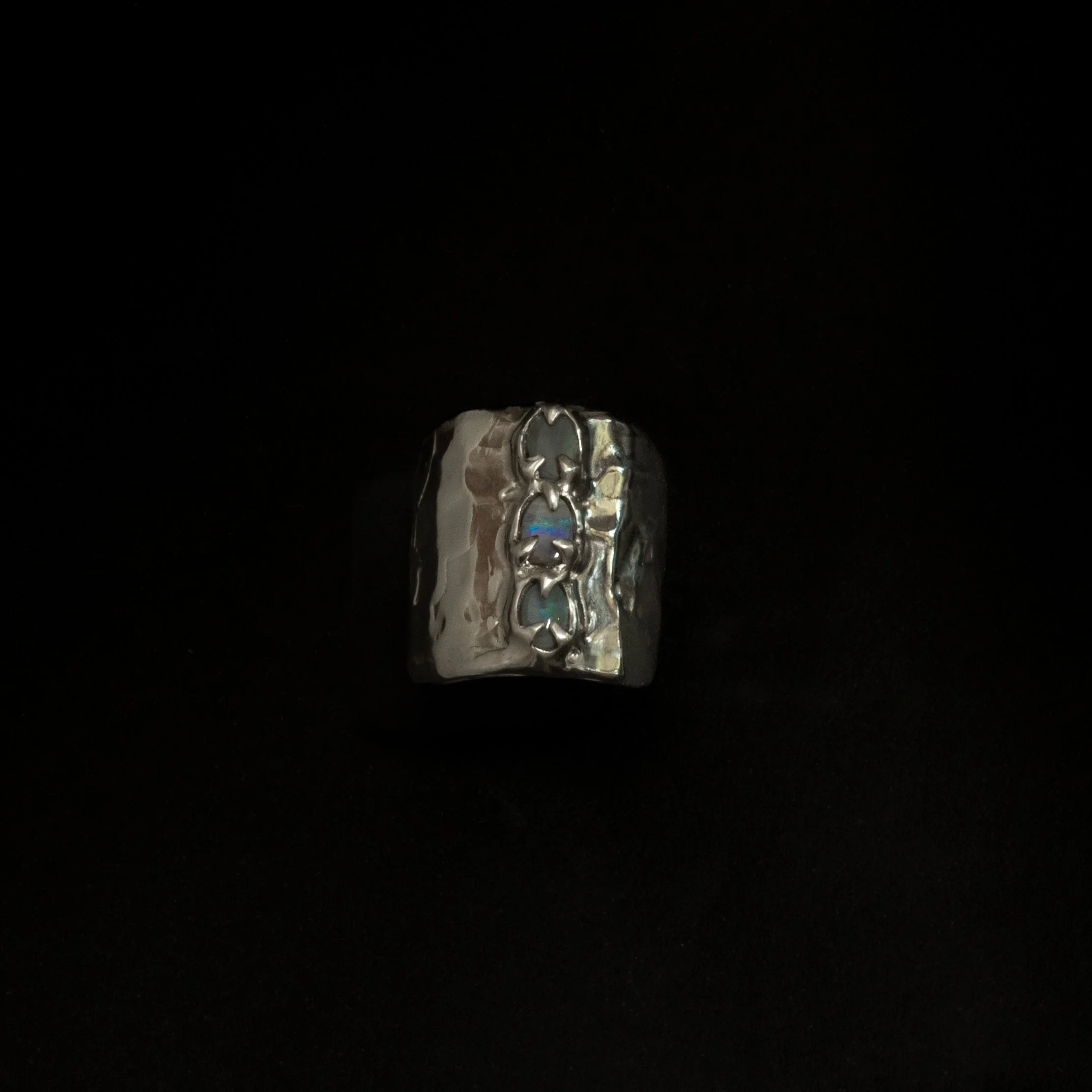 Silver Triple Opal Ring
