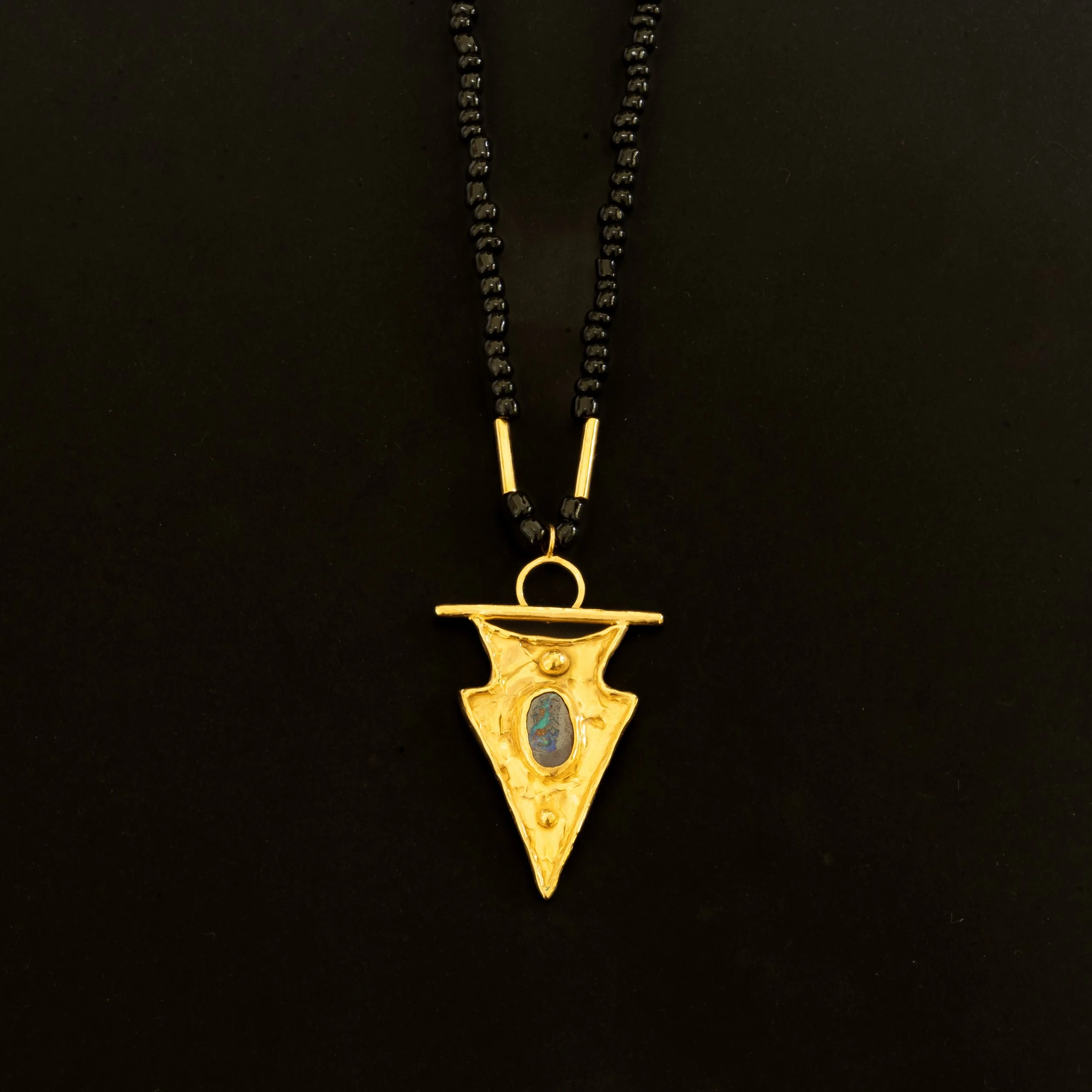 Gold Opal Beaded Necklace