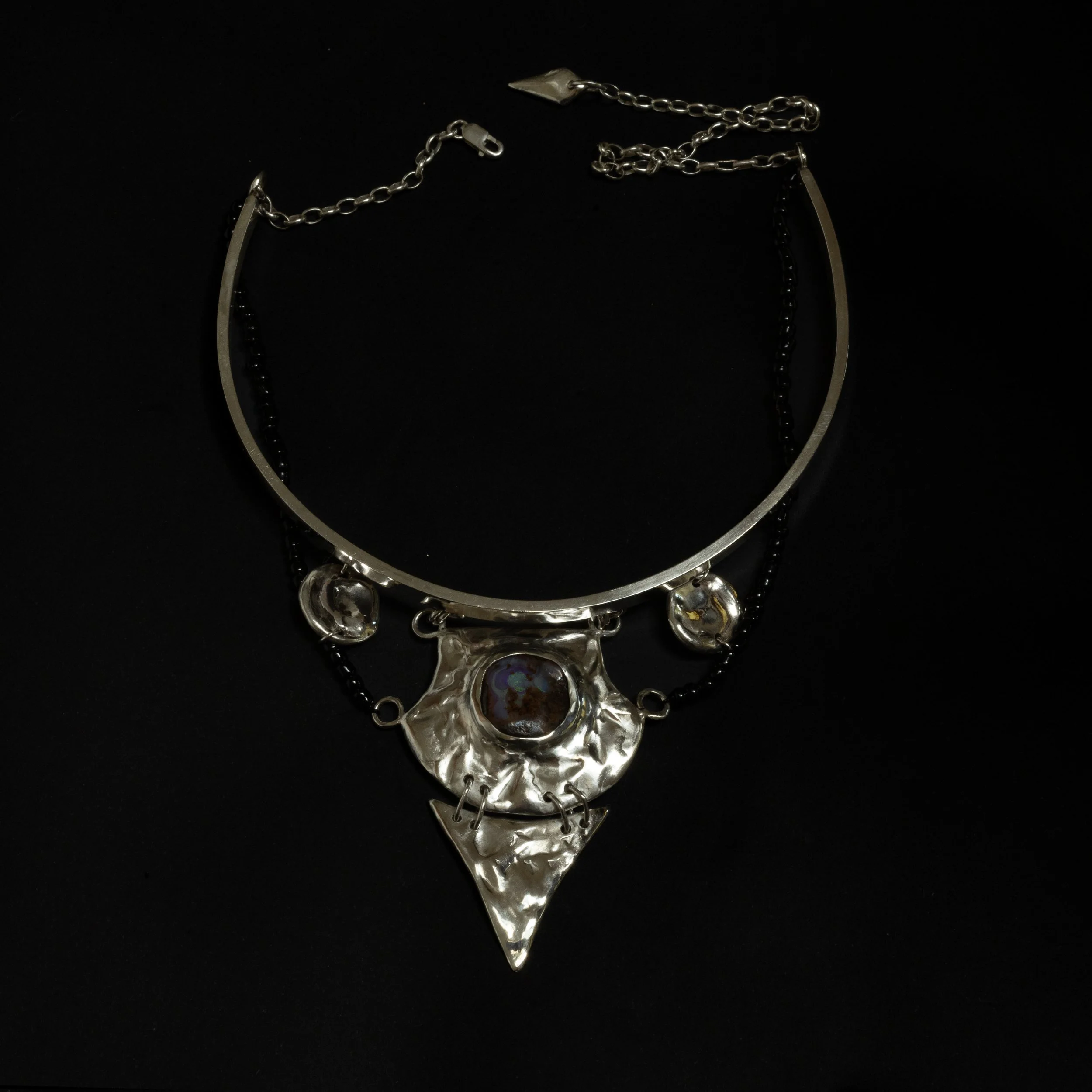 Silver Opal Beaded Choker