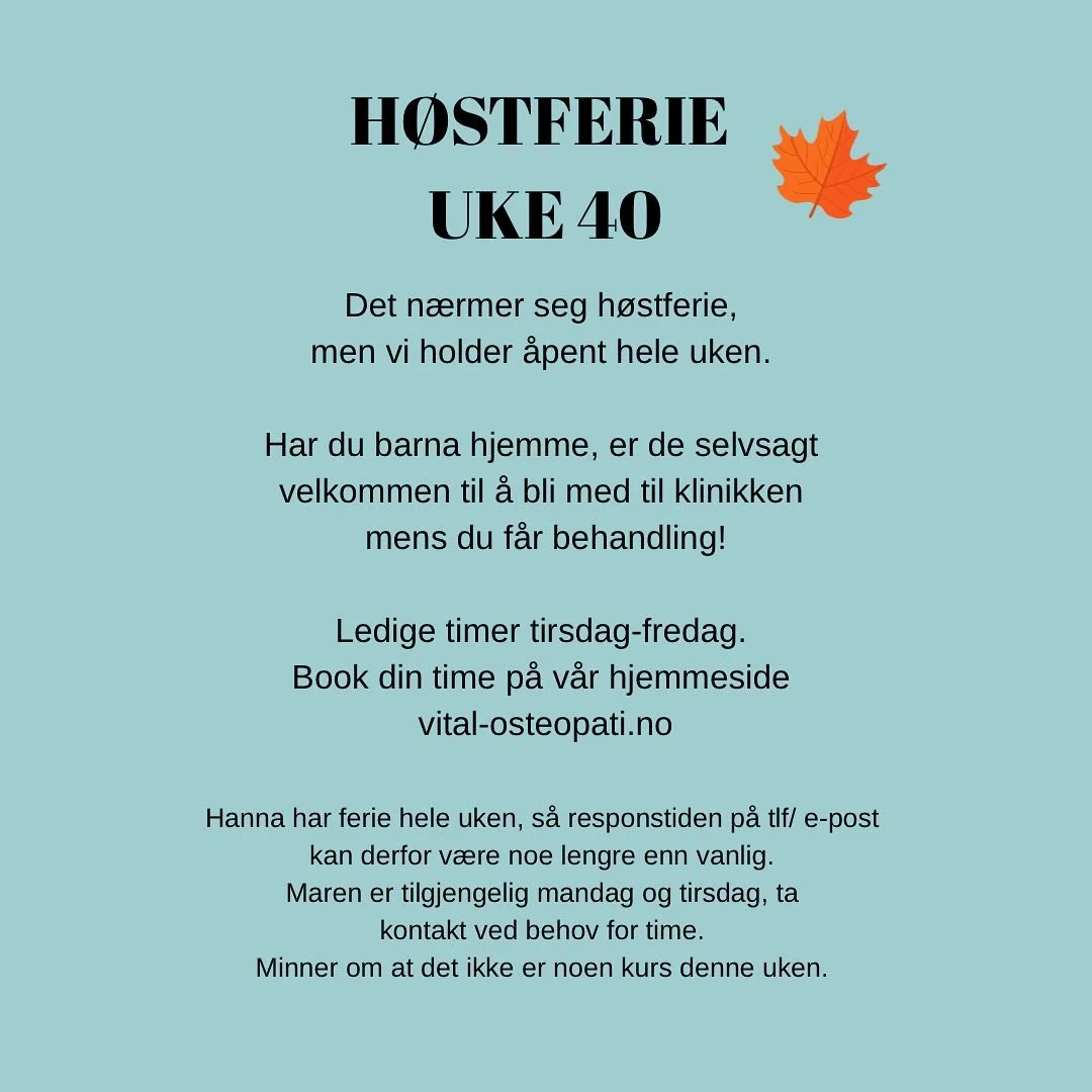 🍂H&oslash;stferie uke 40🍂
Vi holder &aring;pent hele uken og har ledige timer tirsdag- fredag. Book din time p&aring; hjemmesiden v&aring;r n&aring; via link i bio📲