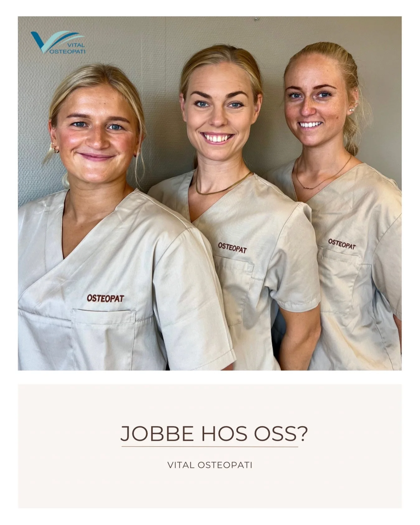 ✨ Vil du jobbe hos oss i Vital Osteopati? ✨

Fra mars 2026 s&oslash;ker vi en osteopat til svangerskapsvikariat (50 %)🤰🏼V&aring;r gode osteopat Maren g&aring;r ut i en velfortjent permisjon, og vi ser etter deg som har lyst til &aring; overta deler