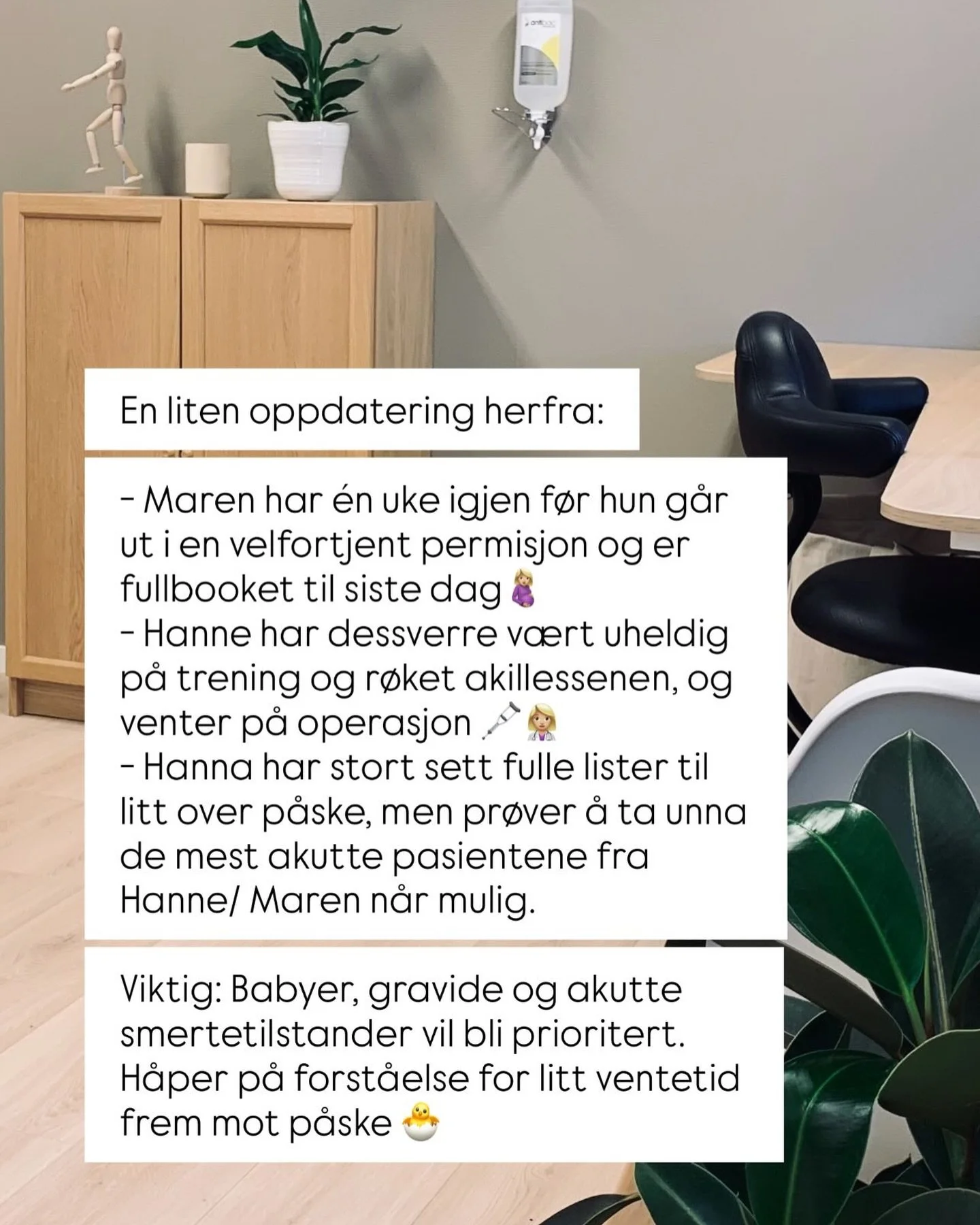 En liten oppdatering fra oss her p&aring; klinikken🌱