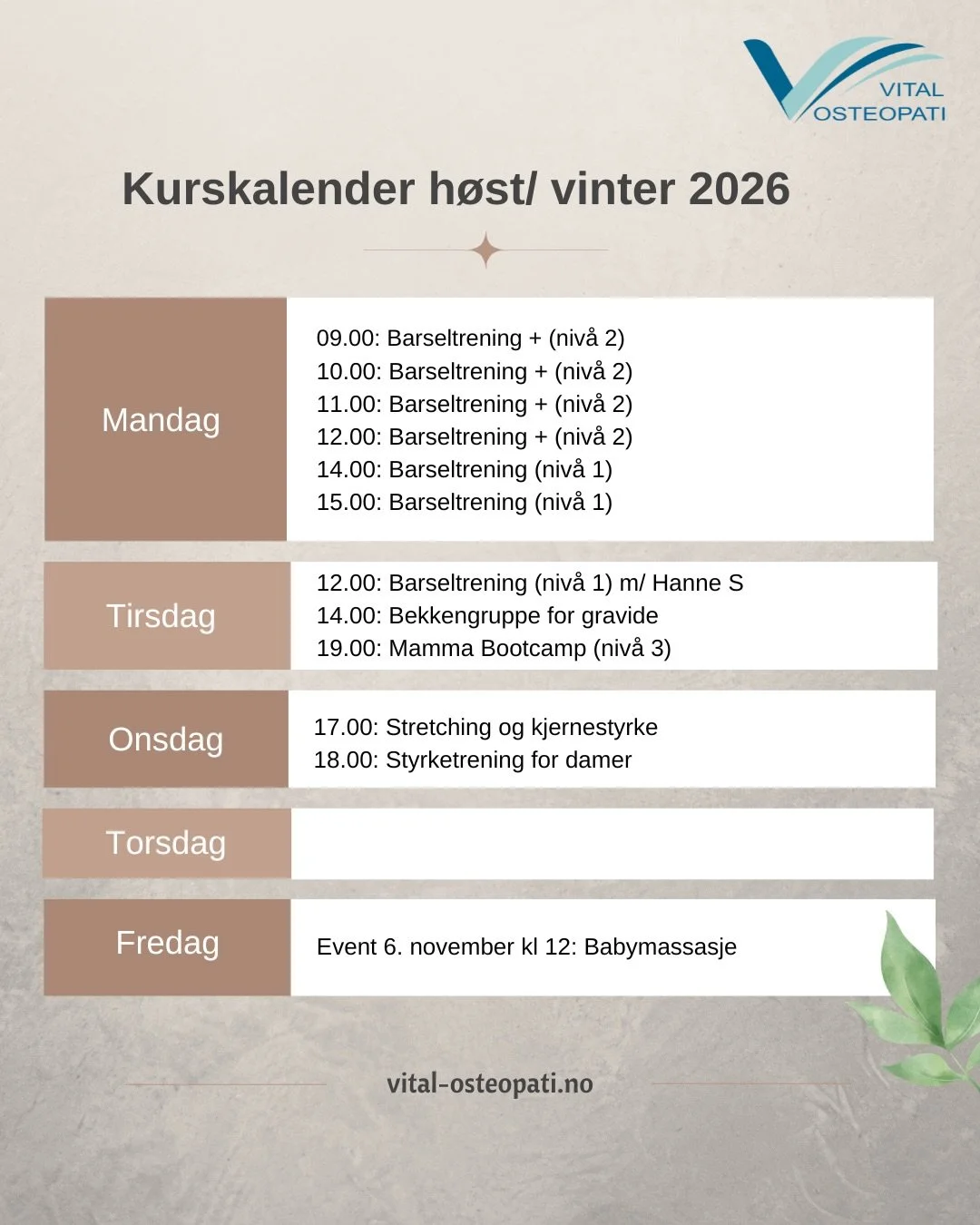 Kurs h&oslash;st/ vinter 2026🍂❄️

Bookingen er &aring;pen, og vi er igjen klare for &aring; ta imot nye og eksisterende kunder. Oppstart uke 41 - etter h&oslash;stferien🍁

Ventelistene er &aring;pnet, p&aring;meldingene str&oslash;mmer p&aring;, og