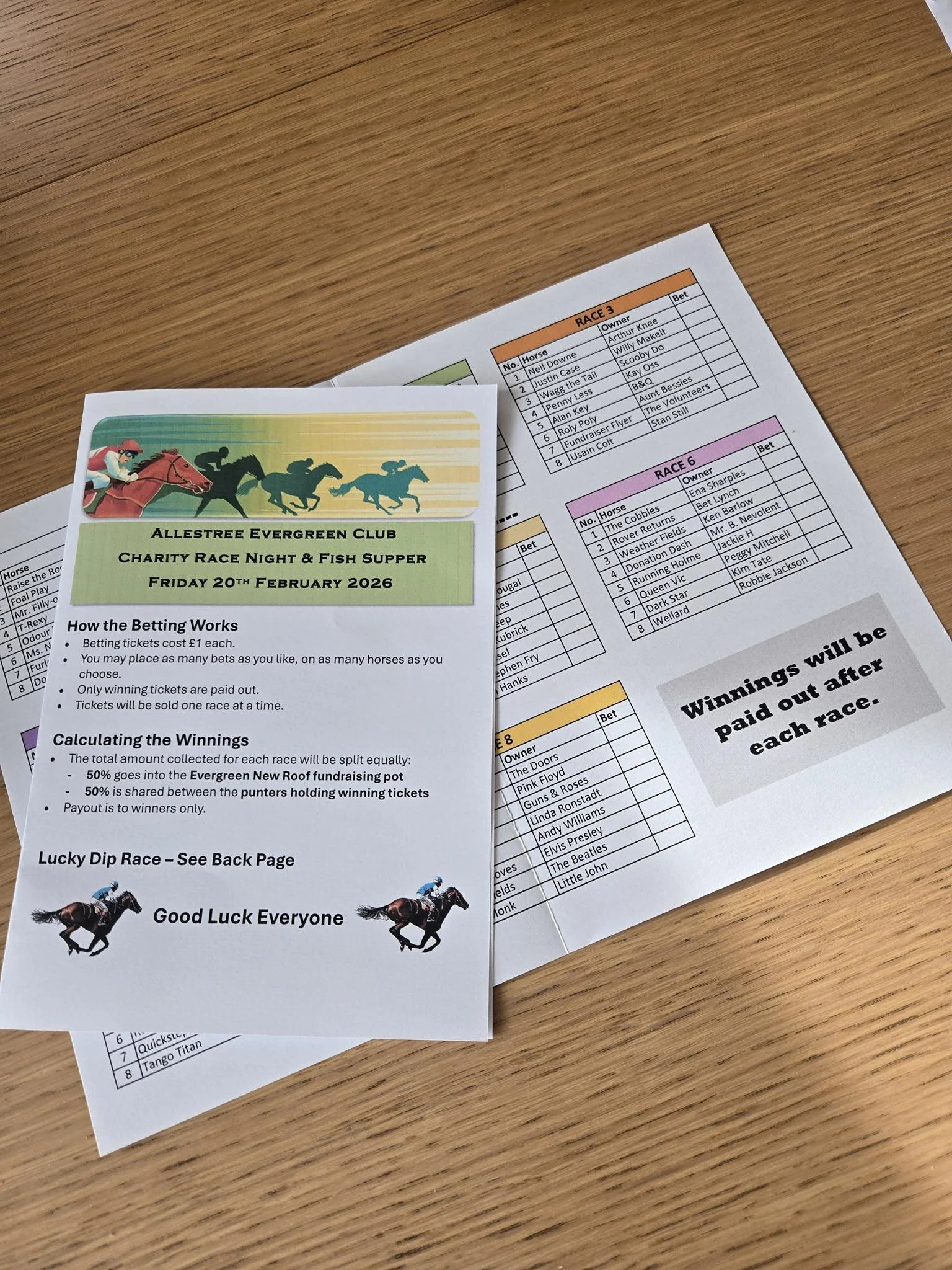 Charity Race Night at The Evergreen