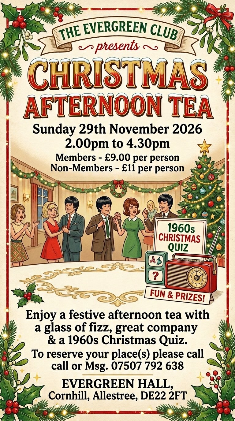 Christmas Afternoon Tea &amp; 60s Christmas Quiz