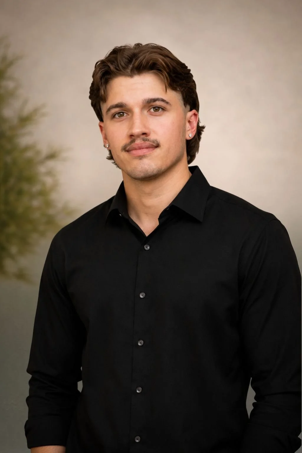 Jayson, production lead, smiling in a black button-up shirtOllie, wedding and event DJ, smiling in a black button-up shirt
