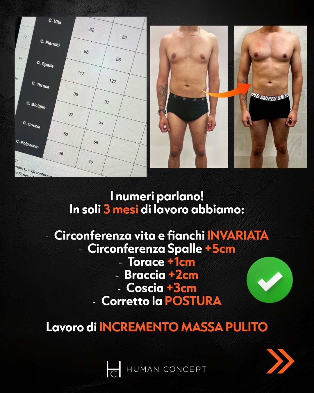 In soli 3 mesi. 💥

Quello che vedi non &egrave; un cambiamento &ldquo;estetico&rdquo;.
&Egrave; una risposta fisiologica precisa.

Le misure parlano chiaro:
🔻 +5 cm di spalle;
🔻 +2 cm di braccia;
🔻 +3 cm di coscia;
🔻  Torace in crescita;
🔻  Vit