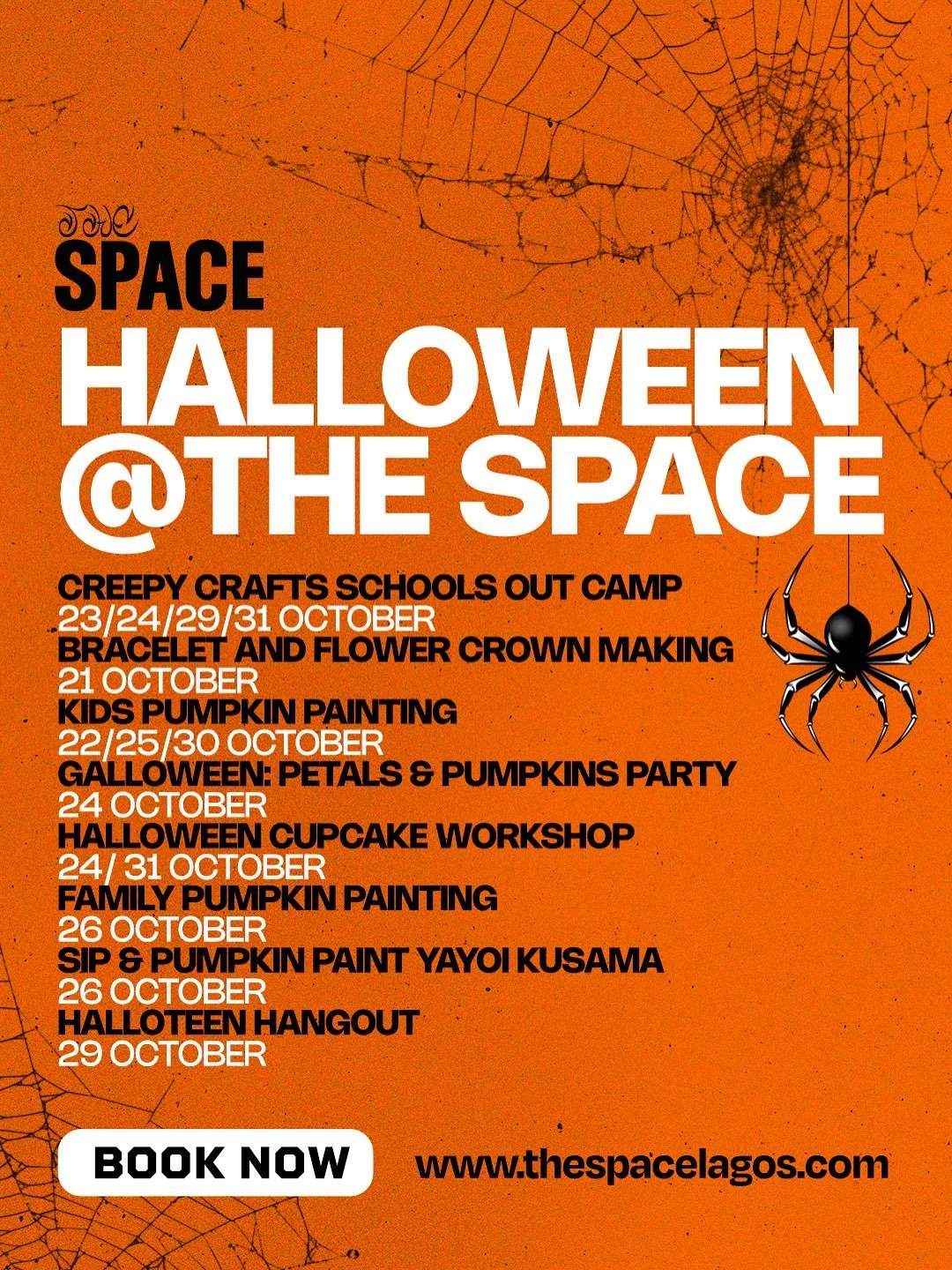 🎃👻 Spooky season is HERE at The Space 👻🎃
➡️ swipe to see what&rsquo;s coming up for adults, teens and kids 🕷️ 
🎟️ Book via website or message us for cash bookings