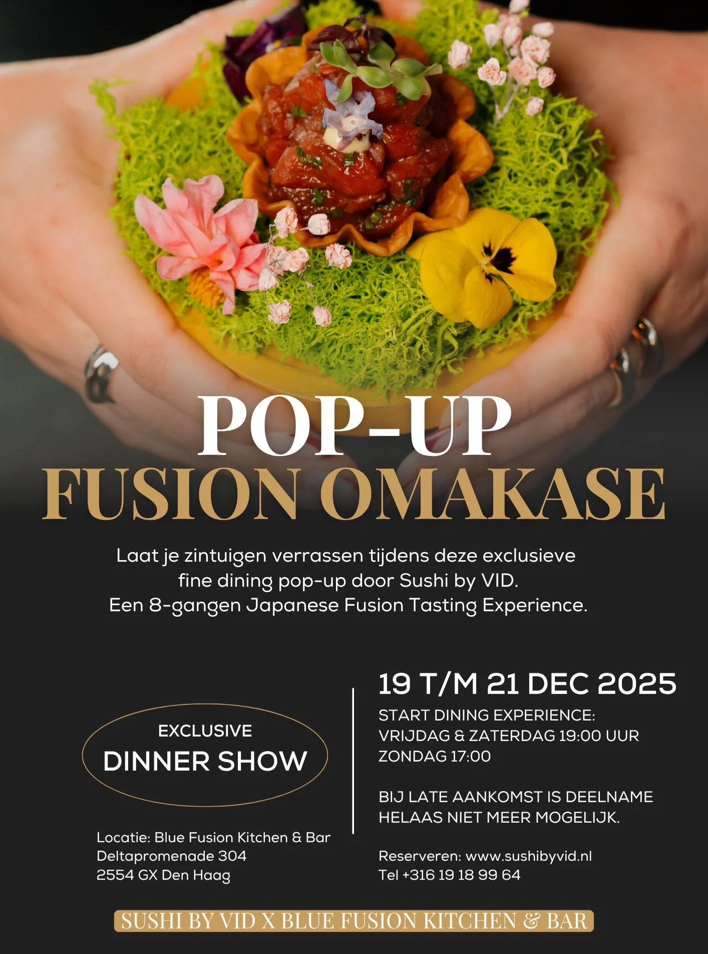 Na maanden voorbereiding is het zover: VIDS &times; BLUE &mdash; The VIDS Journey 🎌
We verwelkomen chef @vids &eacute;n zijn team voor de allereerste Fusion Omakase Pop-up in BLUE.
3 avonden &bull; 8 gangen &mdash; 19, 20 &amp; 21 december.
✨ Zondag