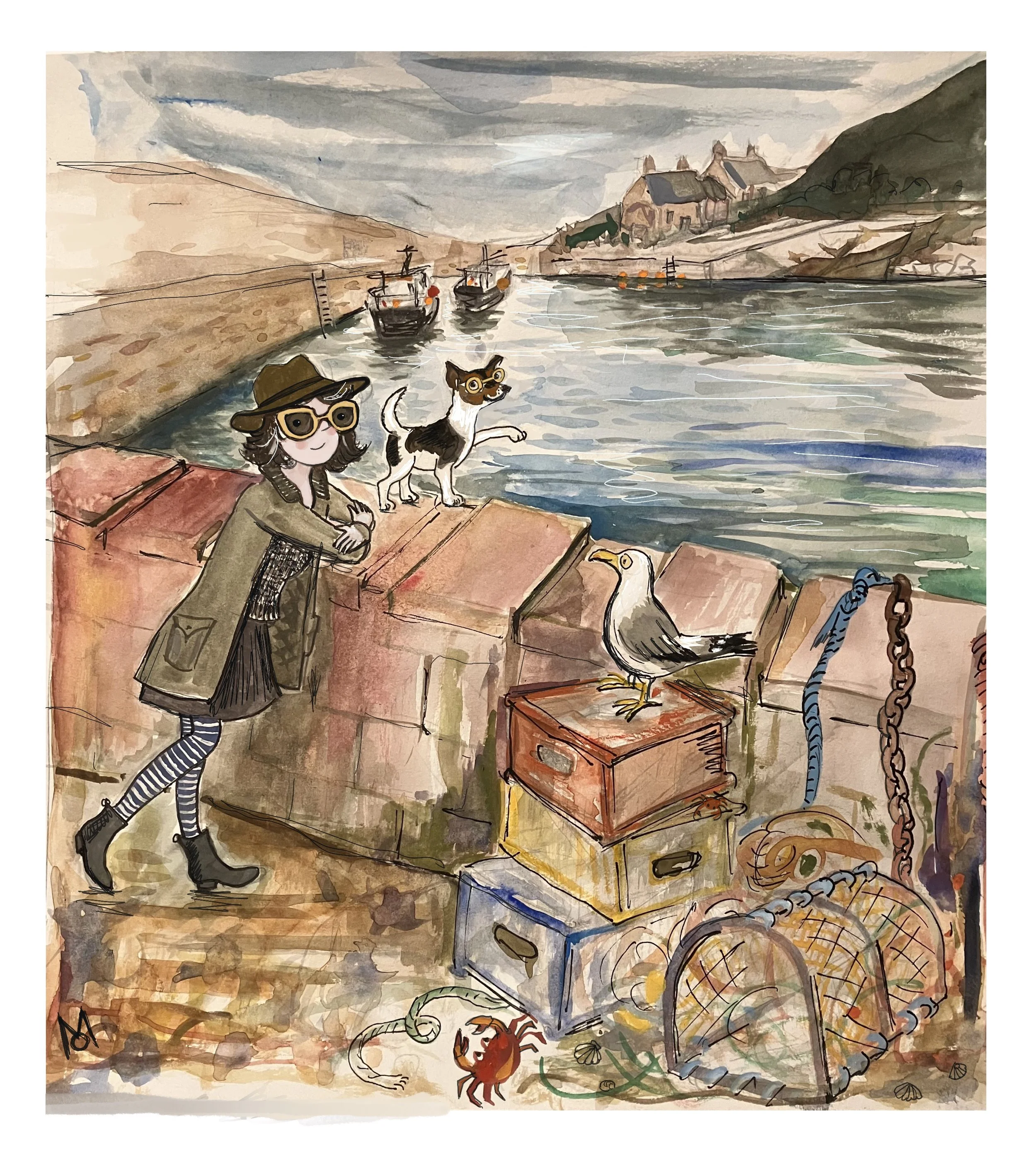 Cove (Jane and Hester):  watercolour, gouache and digital imaging