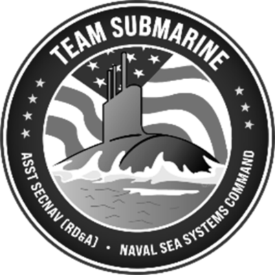 Patch with a submarine, American flag in the background, and text 'Team Submarine, ASSY. SEAVEY (RODEA), Naval Sea Systems Command'.