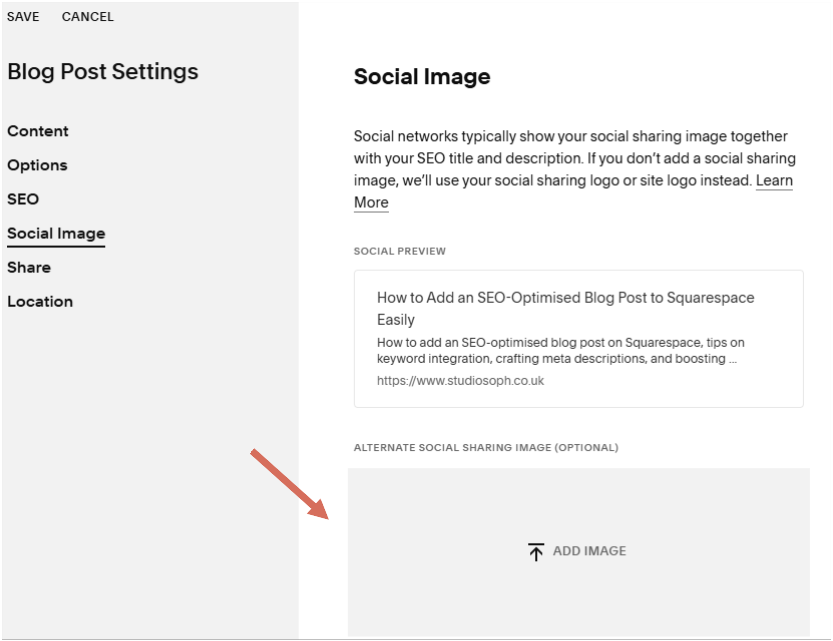 SEO checklist Blog post settings Socail Image
