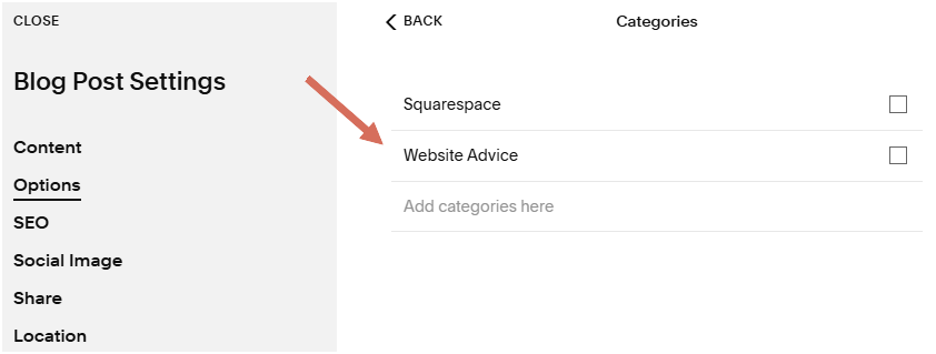SEO checklist Blog Post Settings & catagories