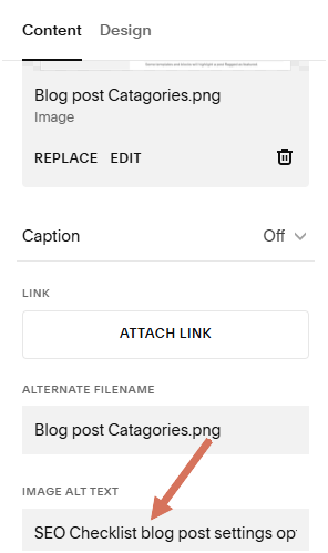 Image alt tag box for SEO Checklist
