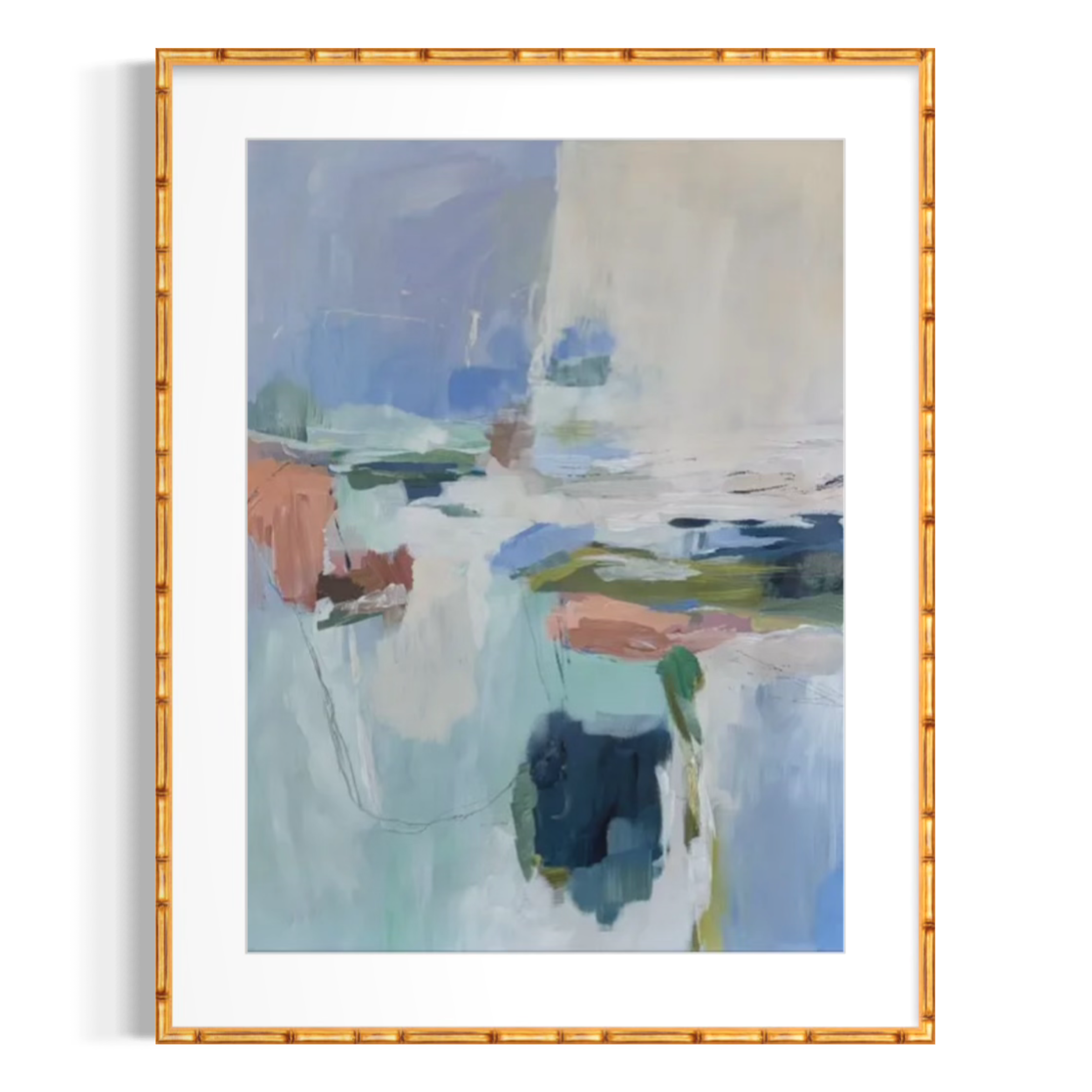 Field Notes in Blue No. 1 (22x30 painting, matted and framed) - Original Painting