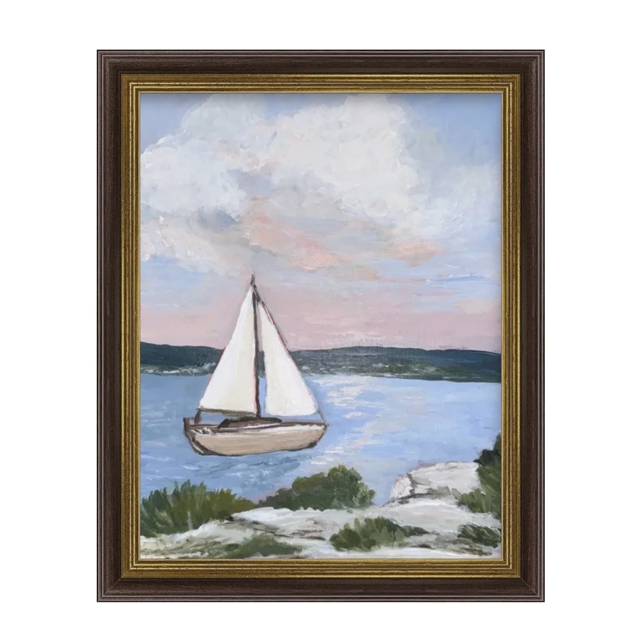 “Sailing Beneath the Evening Cloud” - 13 x 16 - Framed Original Painting
