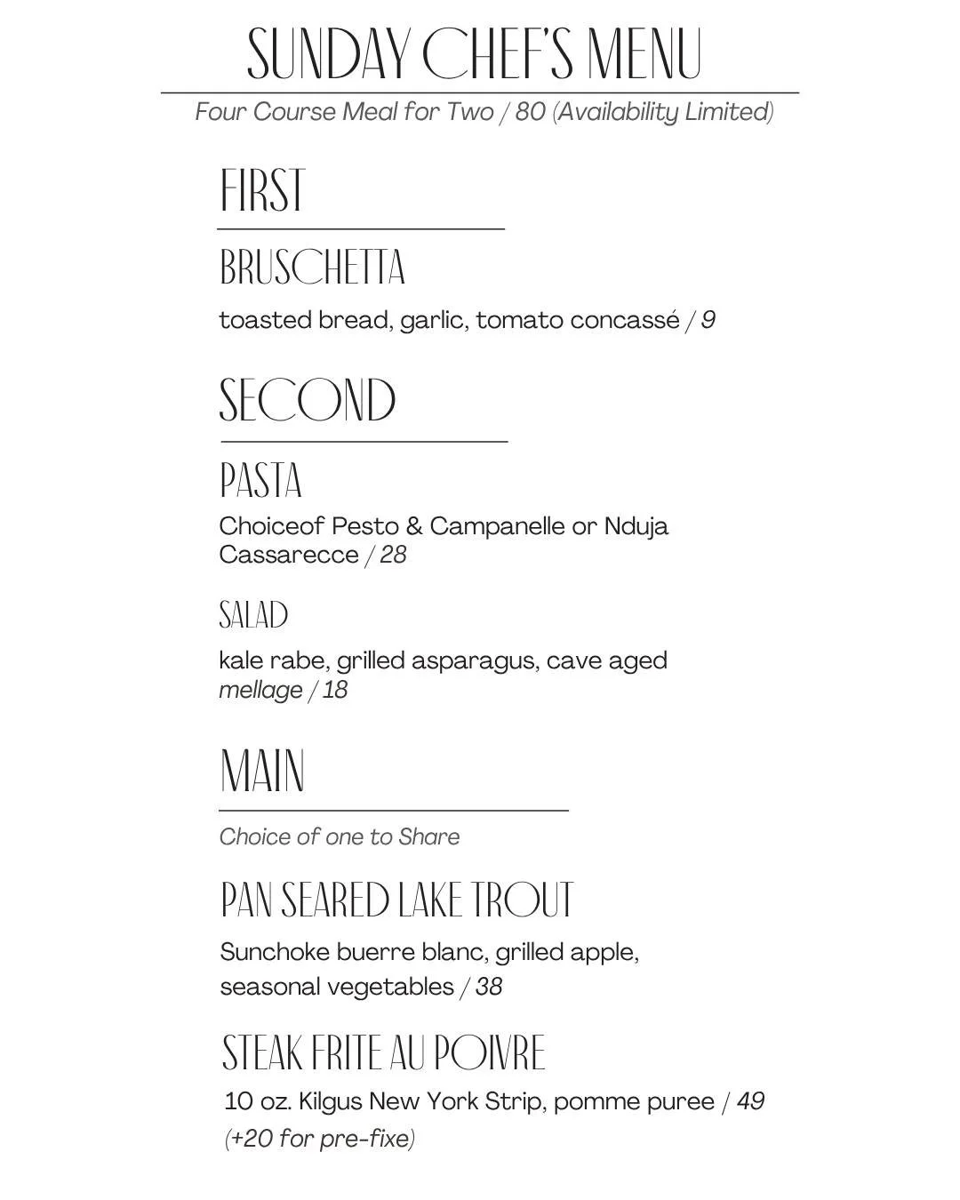 Did you know Nettare offers a Chef&rsquo;s Menu every Sunday night? 👀

Three courses, $80 for two people. Starter, salad + pasta course, and an entr&eacute;e made for sharing.

Soooo...basically, your Sunday plans just got a lot more delicious 🍷✨ P