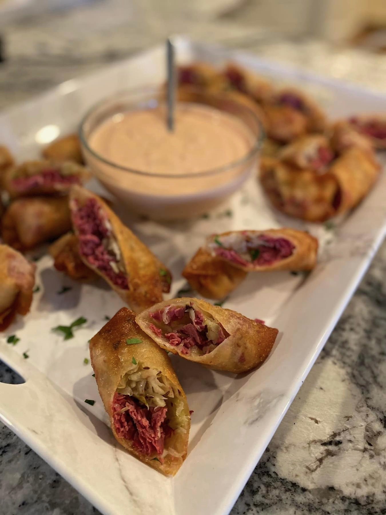 Rueben Egg Rolls, Homemade 1000 Island