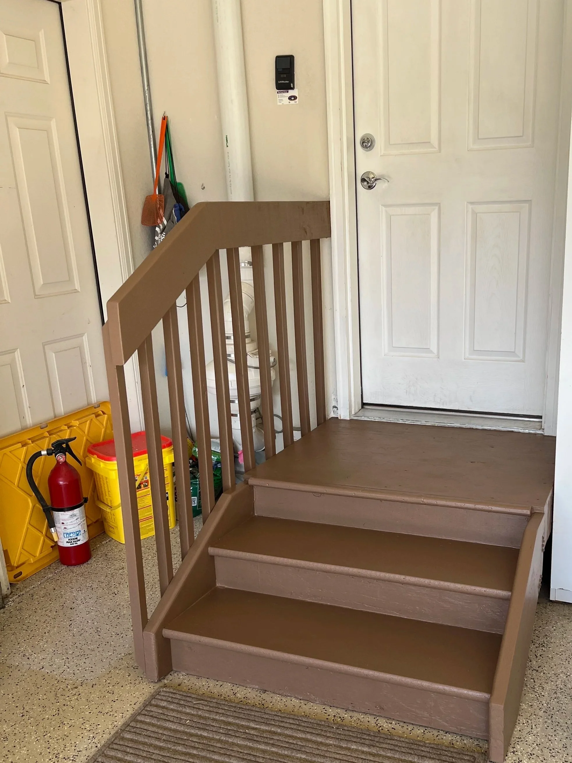 new staircase with a larger landing platform installation handyman Erie, CO