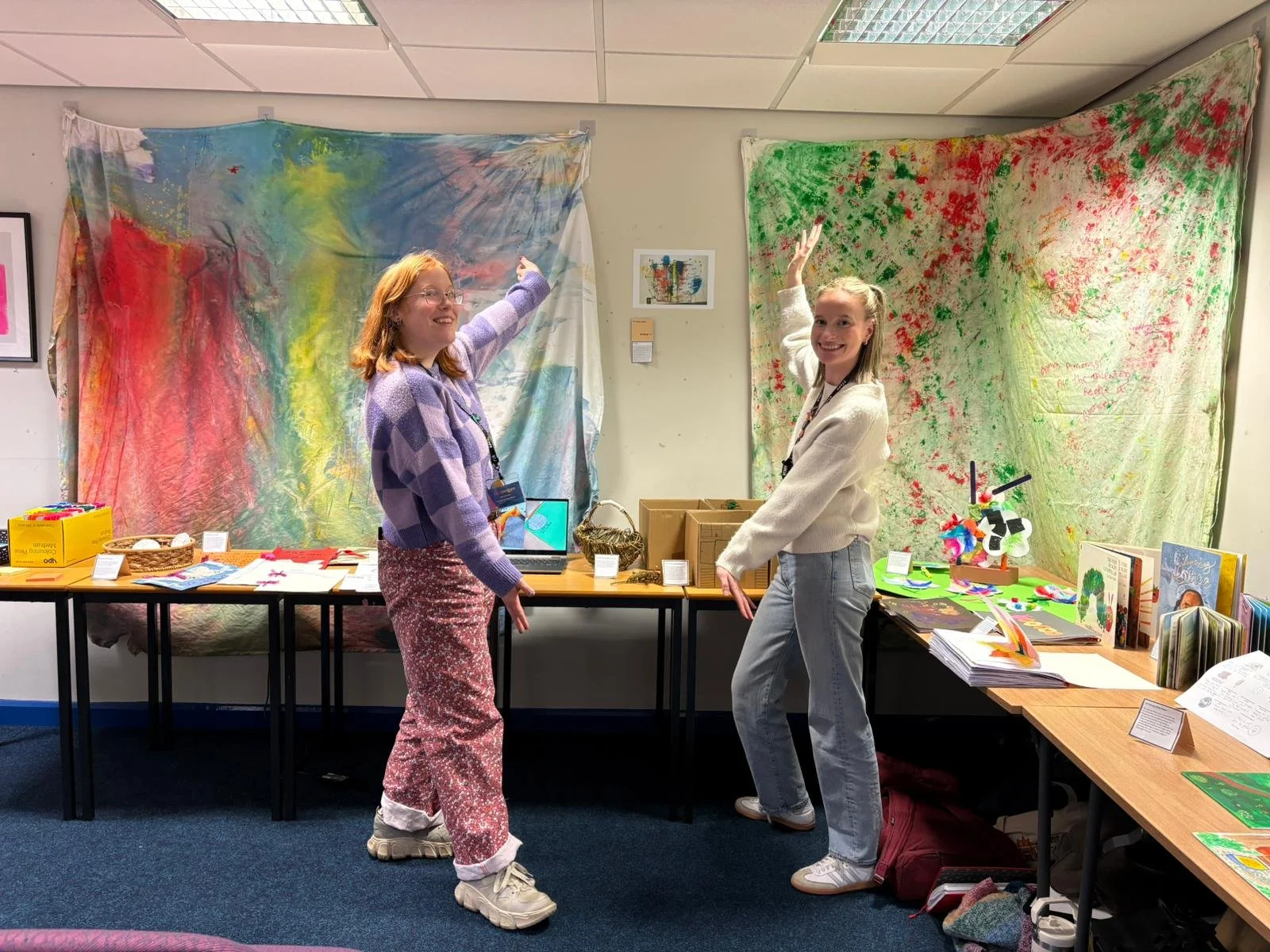 Ellie and Grace at their Rockwell Sharing as part of the Arts and Heritage Project with Kala Sangam, hosted at BCB Radio