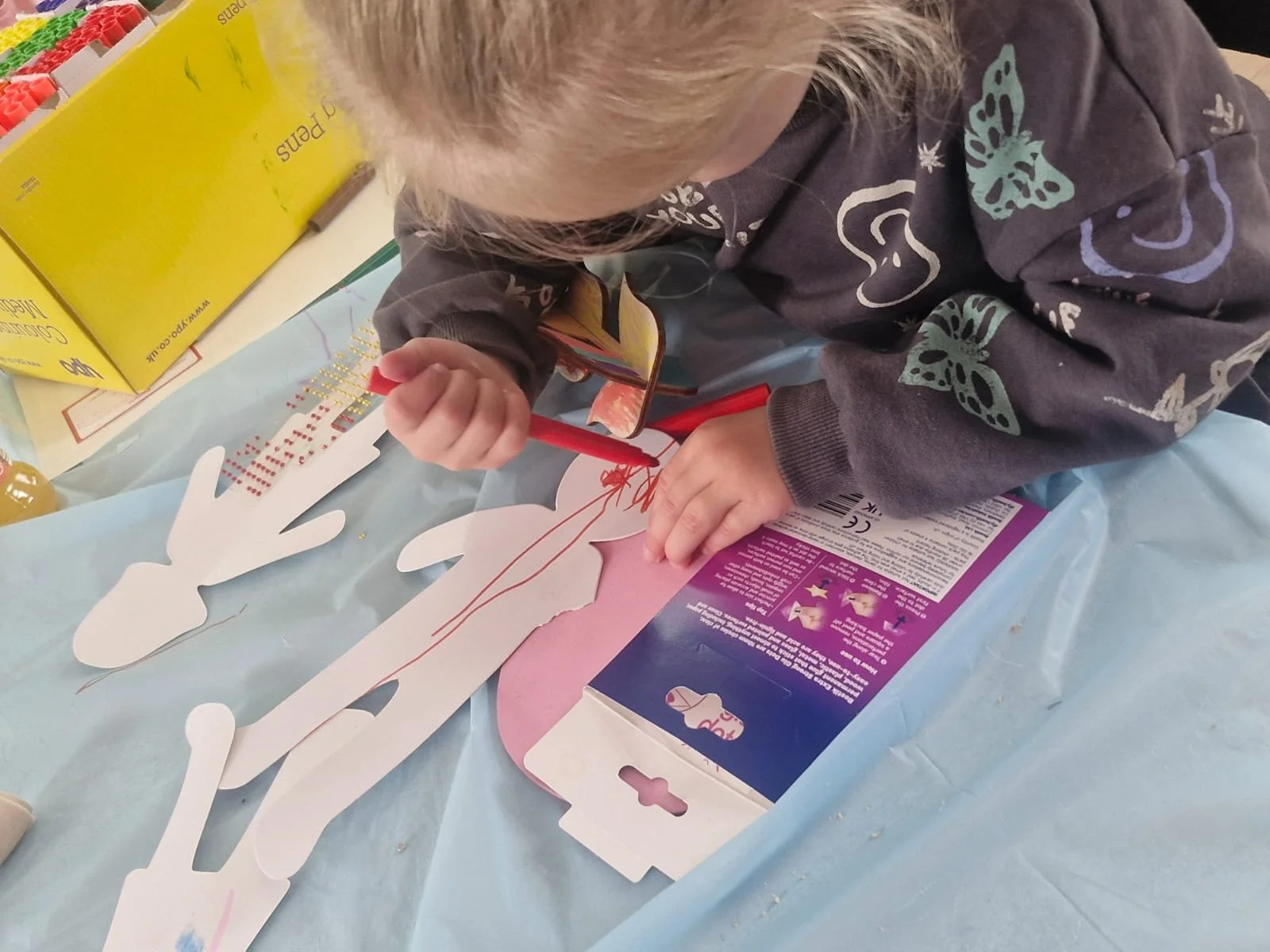 Our Playgroup colouring in on their wednesday morning session at Eccleshill Mechanics
