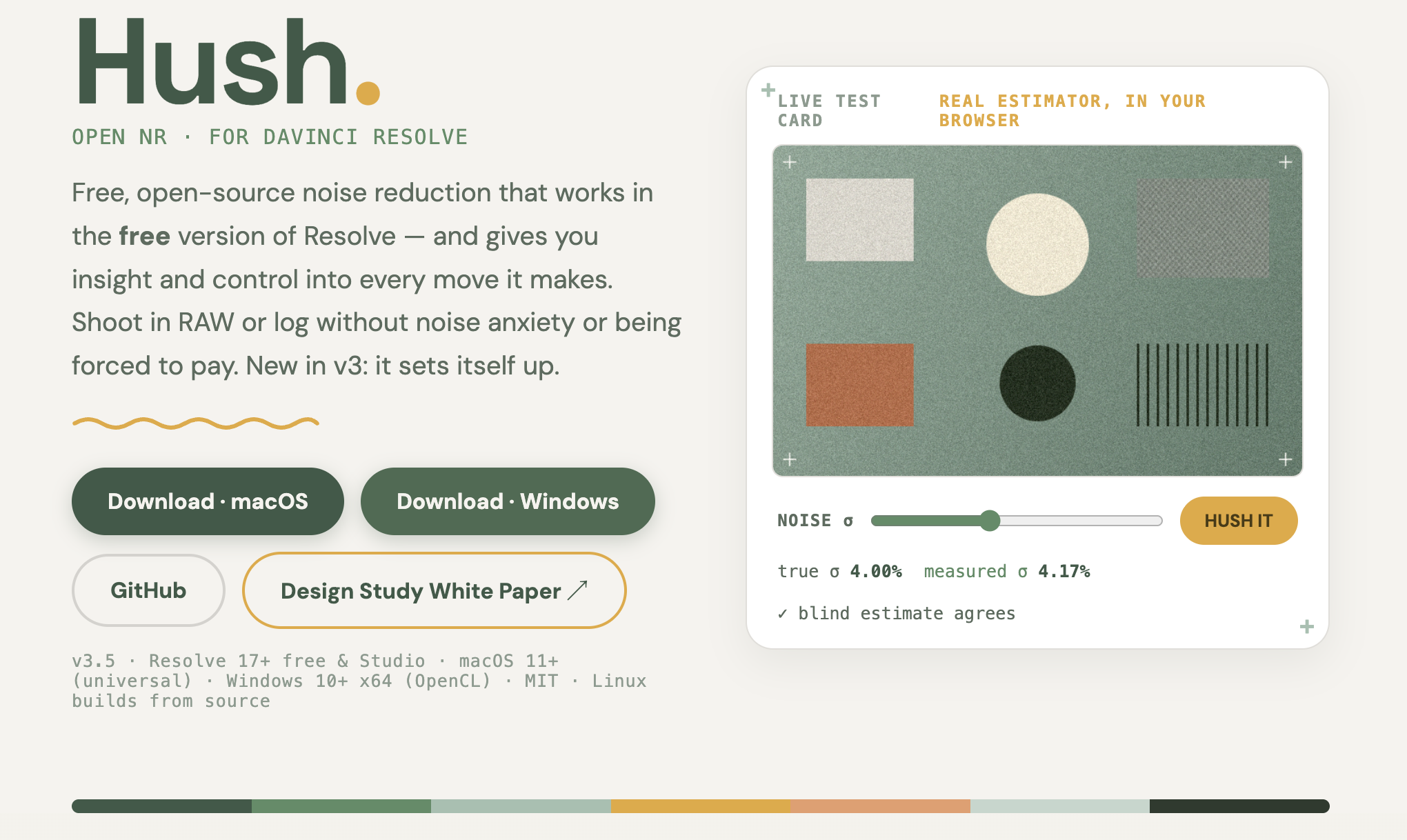 Hush: Toward the world's best free video noise reducer