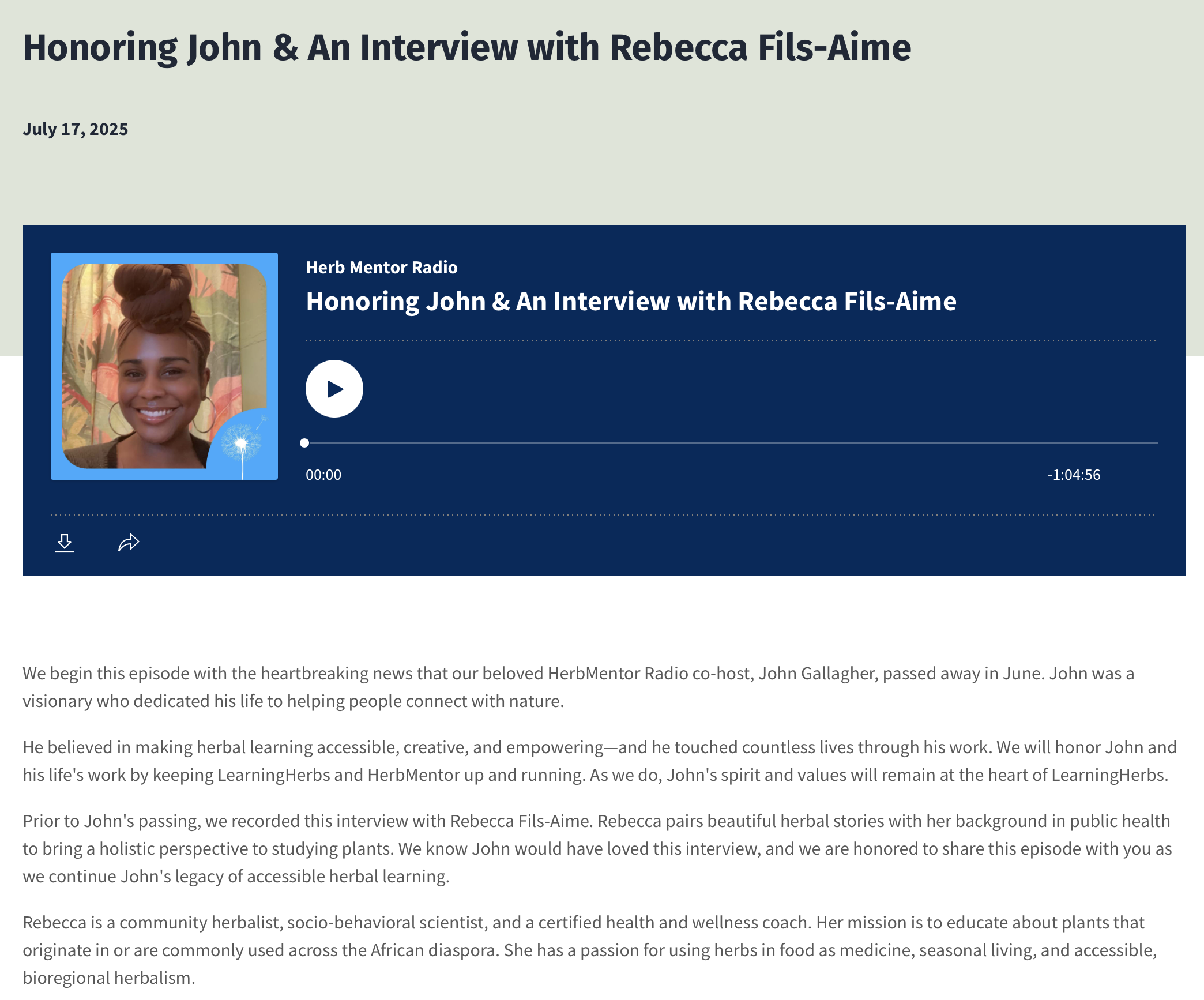 My Interview with Learning Herbs