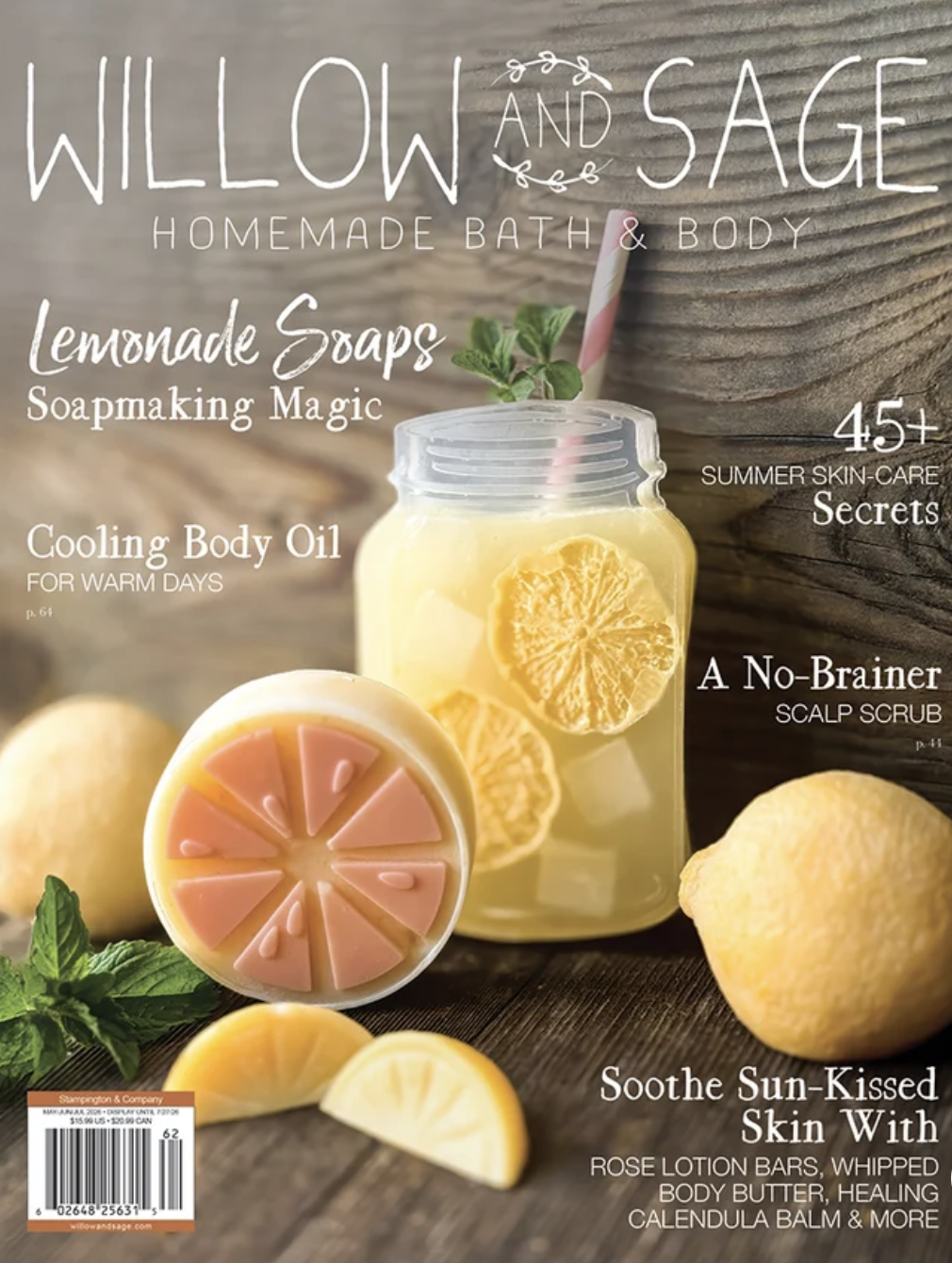 The magazine cover shows soap in the shape of a lemon jar with lemon slices. There are also soap versions of whole and sliced citrus around the soap lemonade jar.