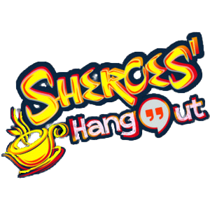 Logo for 'Sherlock's Hangout,' featuring stylized text with a yellow swirl design.