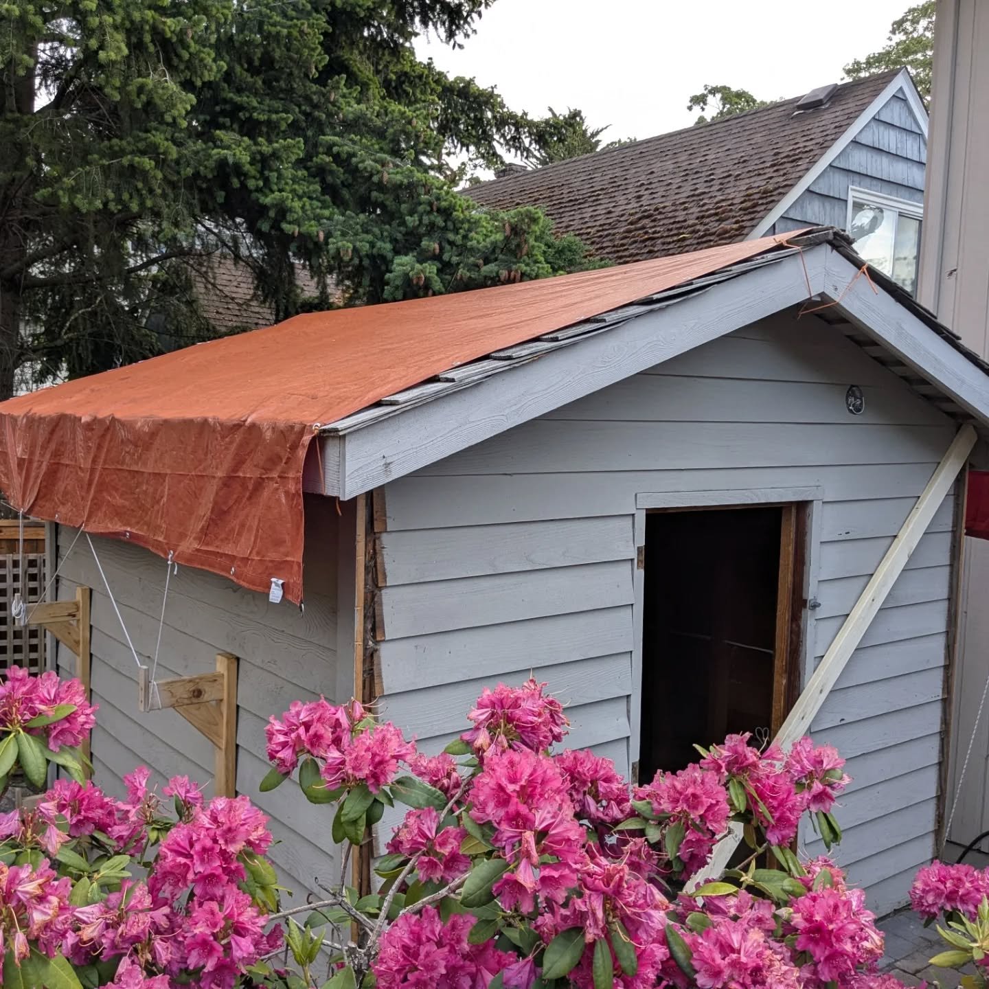 A small shed conversion we just finished turned out beautifully:)

#sheshed #takebackyourbackyard #weworkforyou