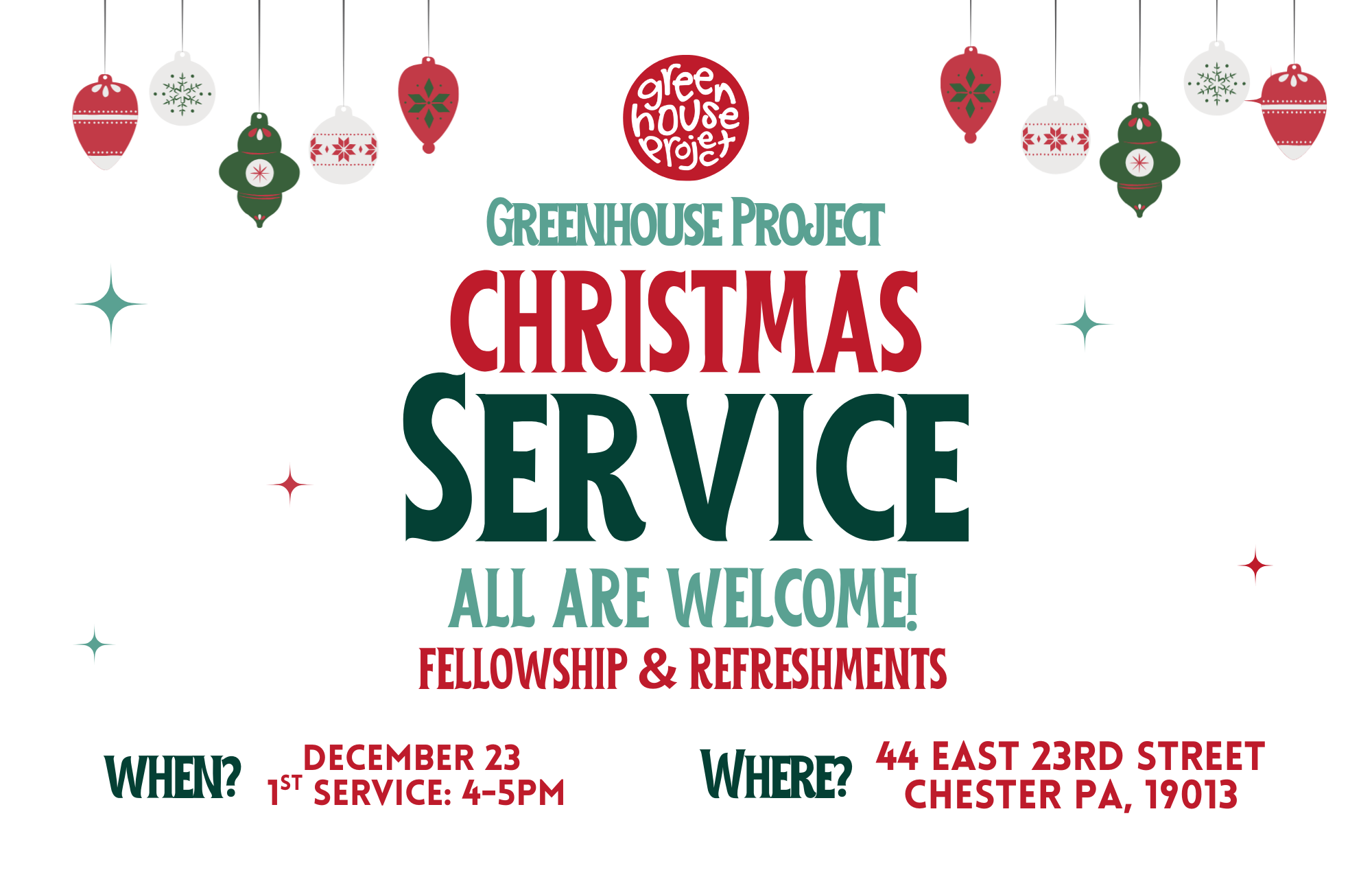 Christmas Service at 44 House - 4:00PM Service