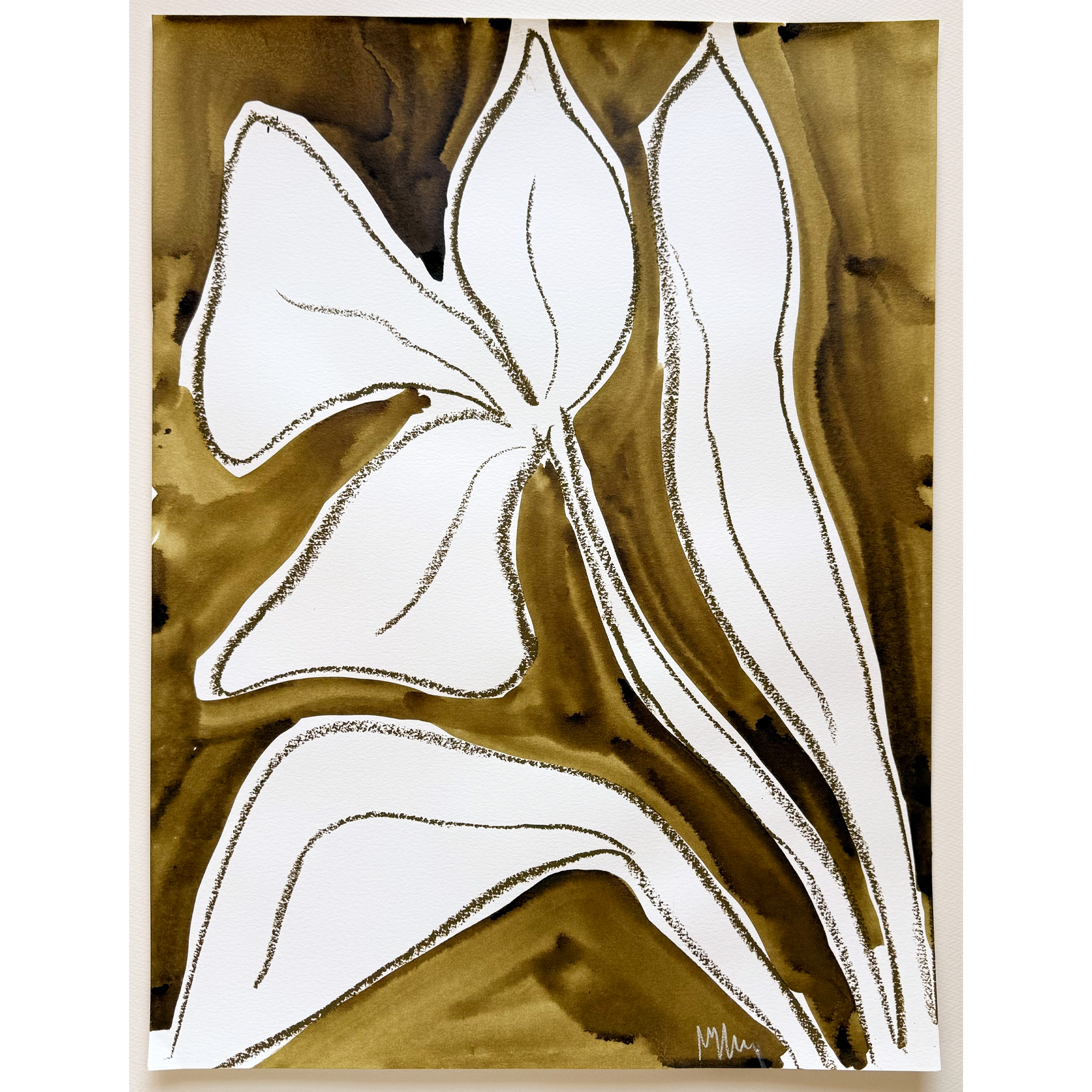 Floral Sketch in Olive (18x24)