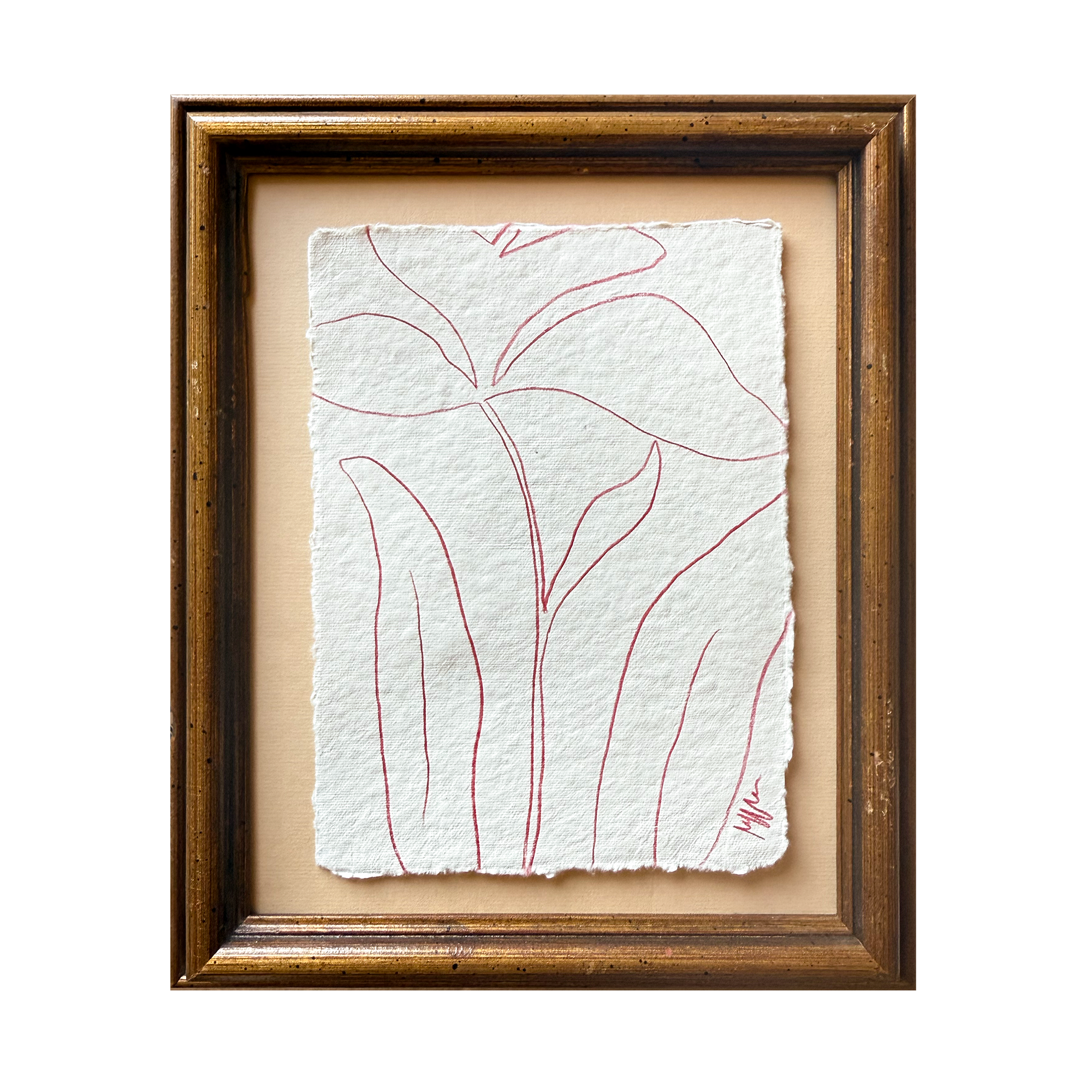 Vintage Framed Burgundy Sketch