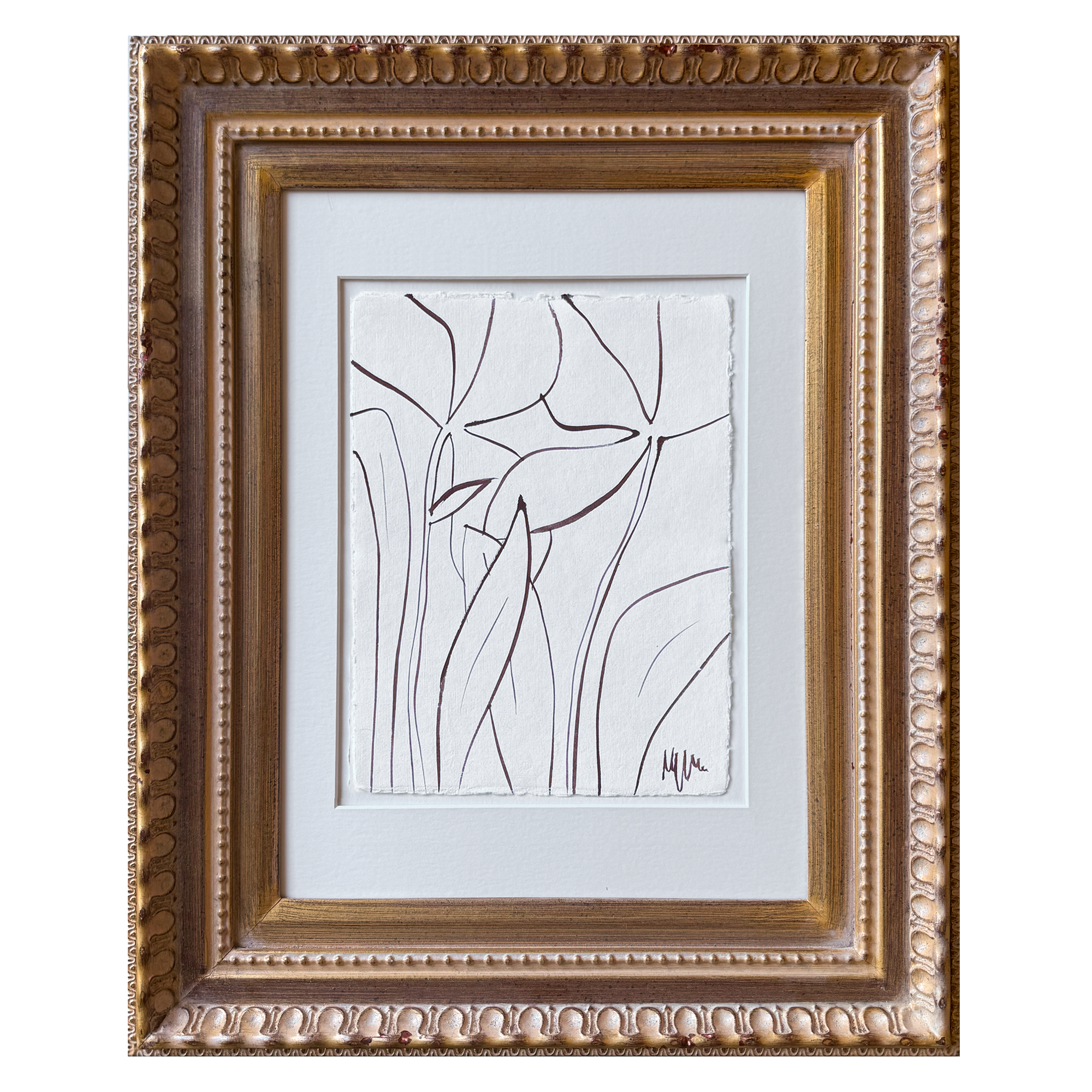 Burgundy Floral Sketch (8x11)