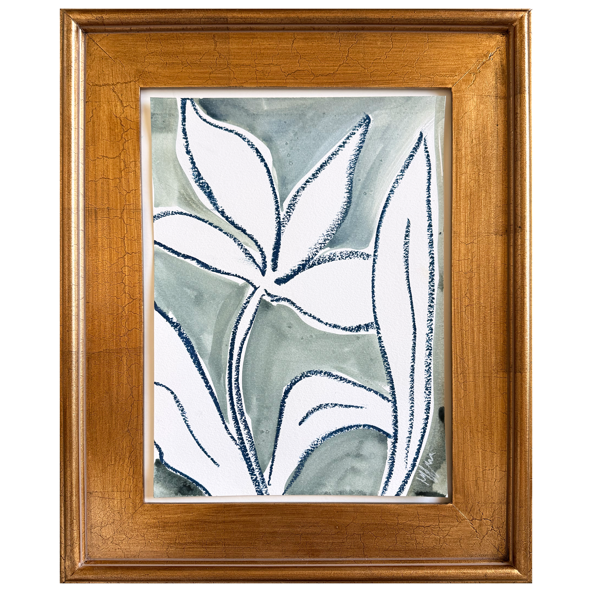 Floral Sketch in Blue (11x14)