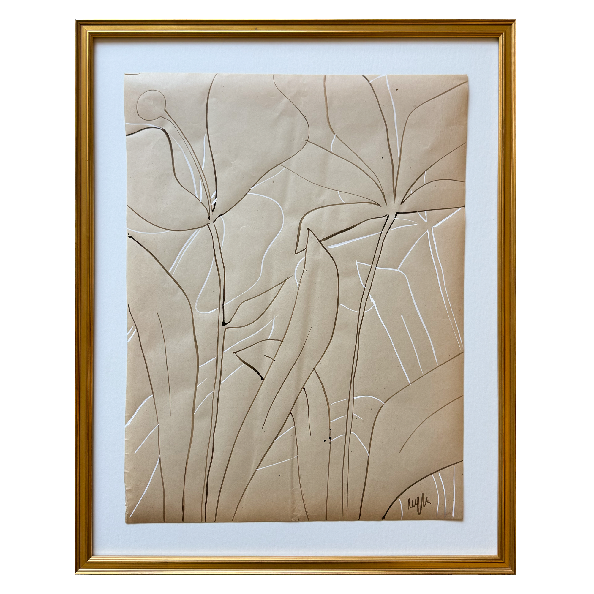 Floral Sketch on Antique Paper (14x20)