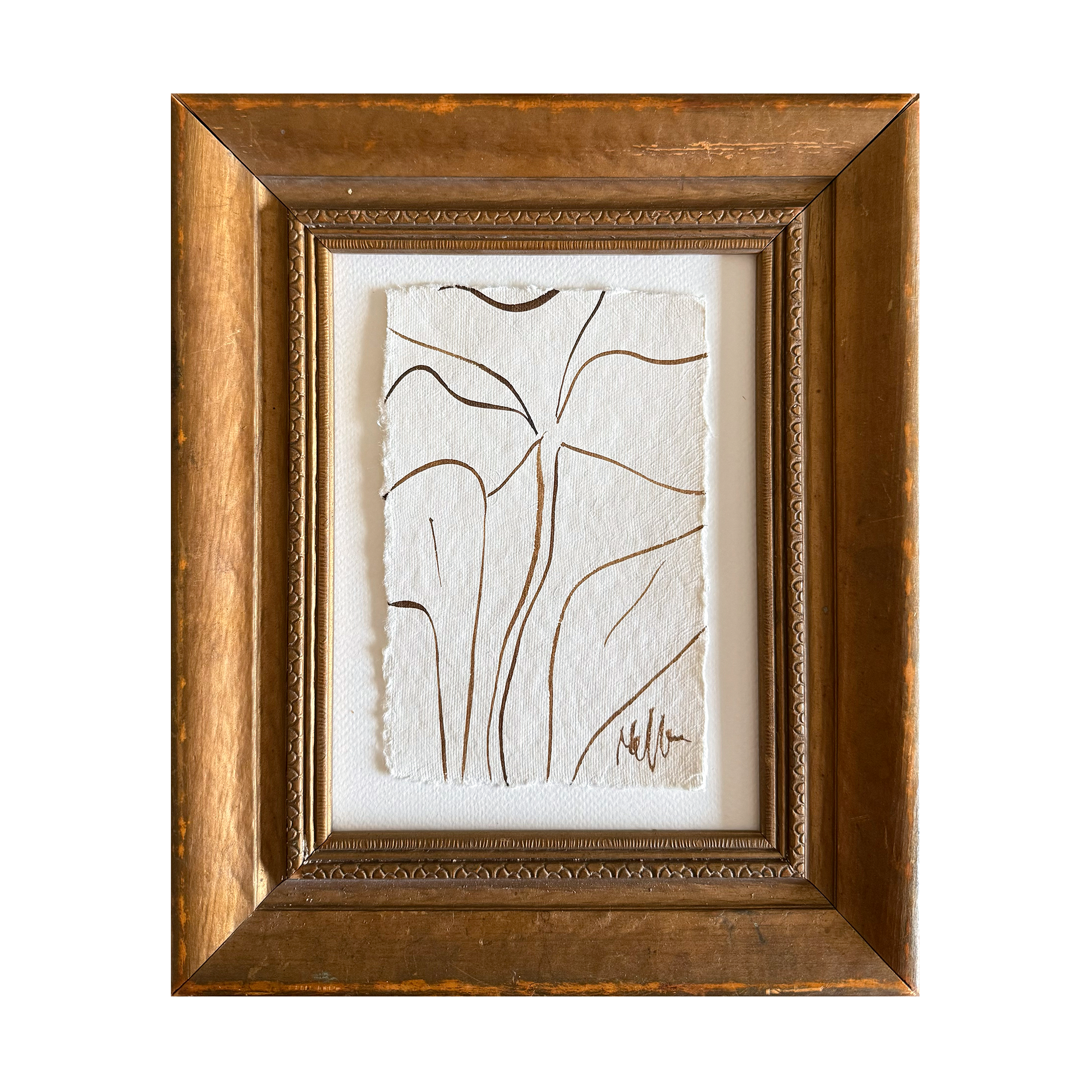 Antique Gold Framed Sepia Sketch