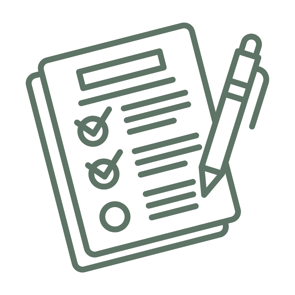 Checklist and pen icon outline