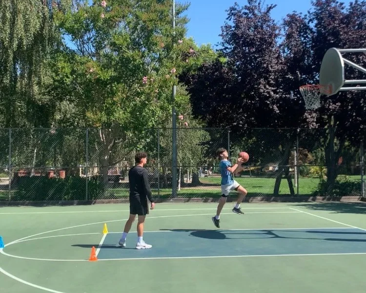 Athlete working on basketball skills