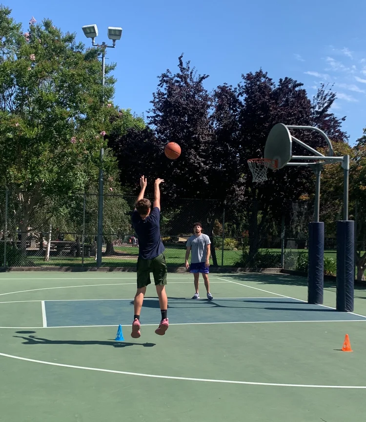 Basketball drills on the court