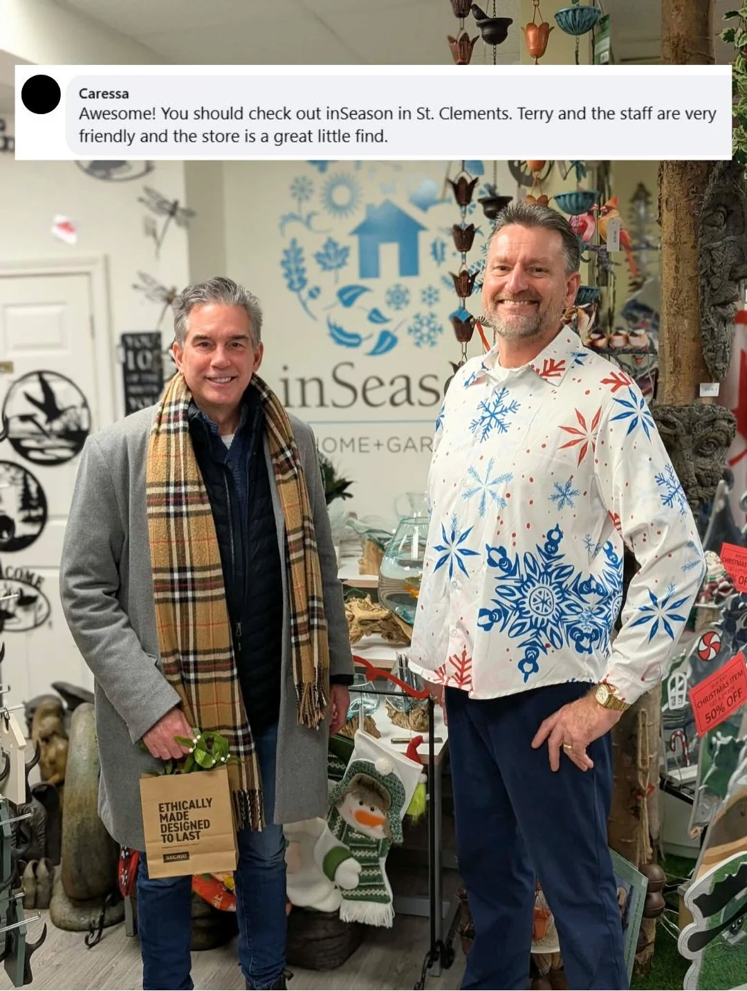When I asked you to share your favourite places to visit in Kitchener-Conestoga, Caressa recommended I visit InSeason in St. Clements. So, I stopped by while I was in town - and I&rsquo;m so glad I did. The store is a treat to walk through, and Terry