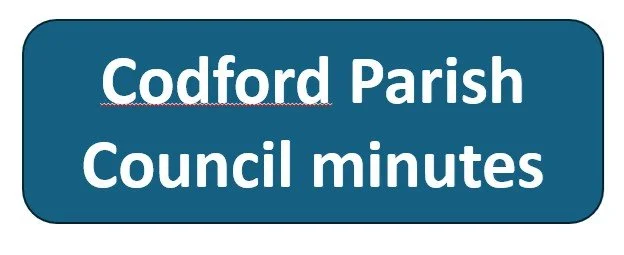 ‍CODFORD PARISH COUNCIL Minutes of the Parish Council Meeting held in the Village Hall on Monday 27 July 2026 at 7pm