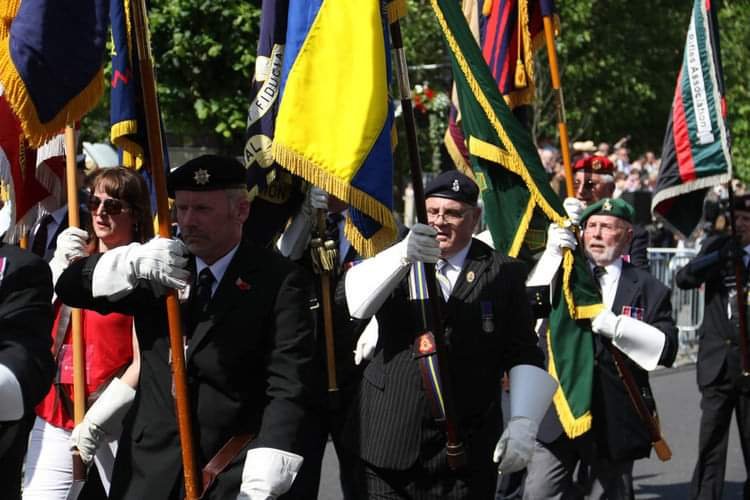 Codford and District Branch RBL standard on parade.jpeg