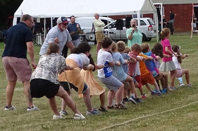 Codford Village Fete - June 2026.  Annual tug of war between St Peter's and St Mary's - always competitive.