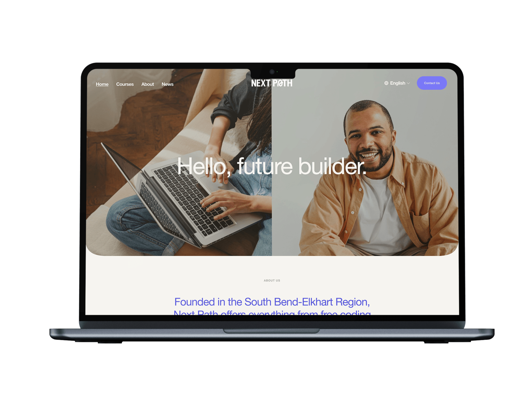 laptop with screenshot of homepage
